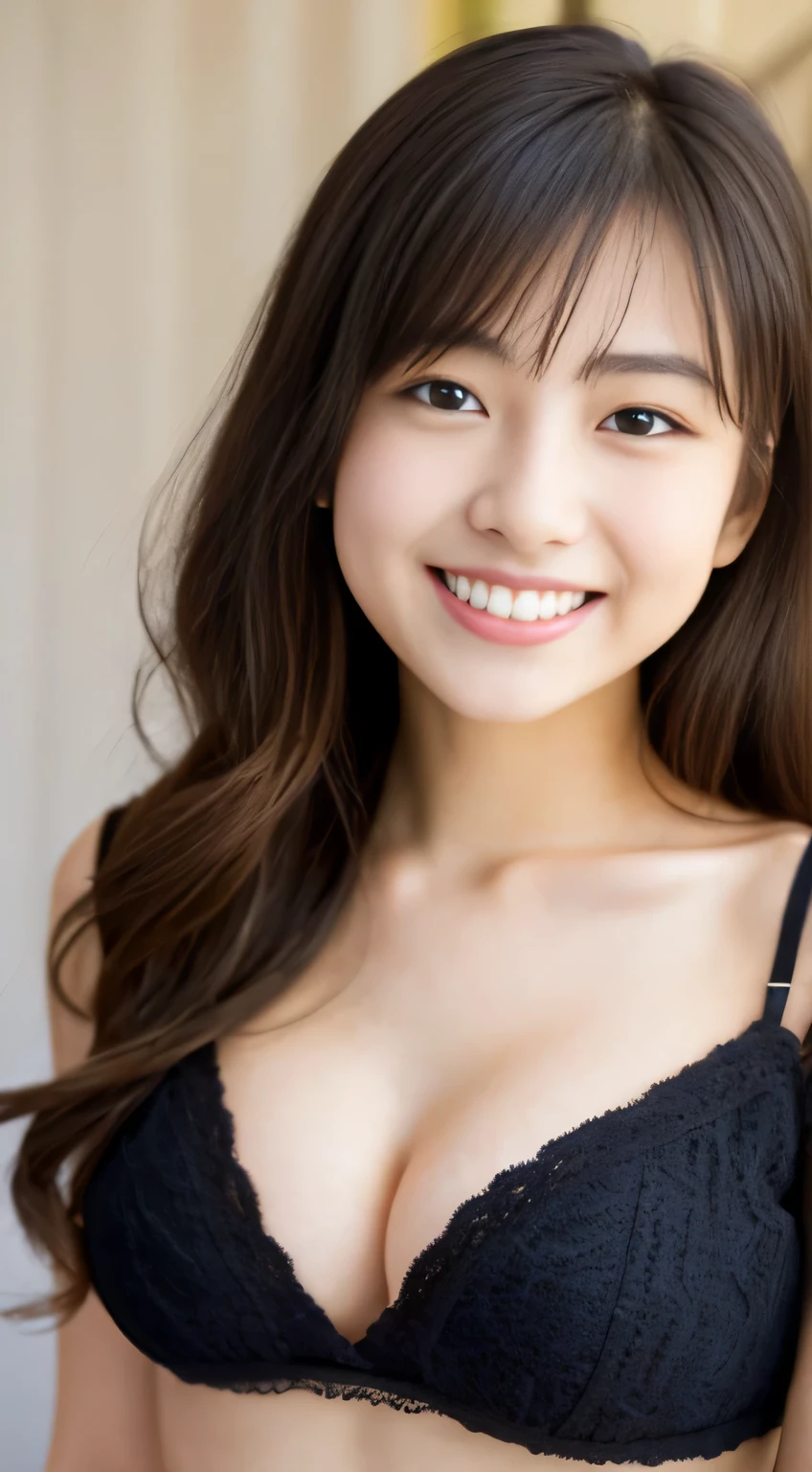 Japanese ),((beautiful girl)),cleavage,An expression that imagines something pleasant:1.2,(perfect body beauty:1.2),((perfect body)),(shy smile),beautiful teeth,