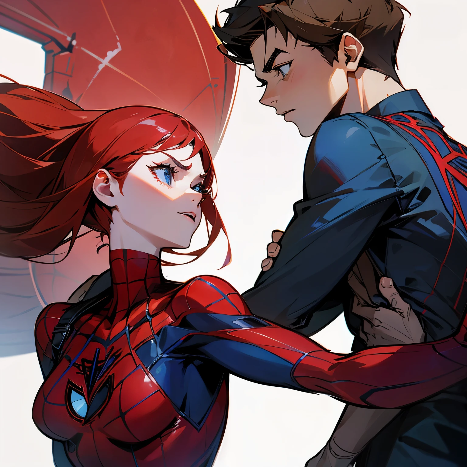 spiderman and venomgirl posing, on street