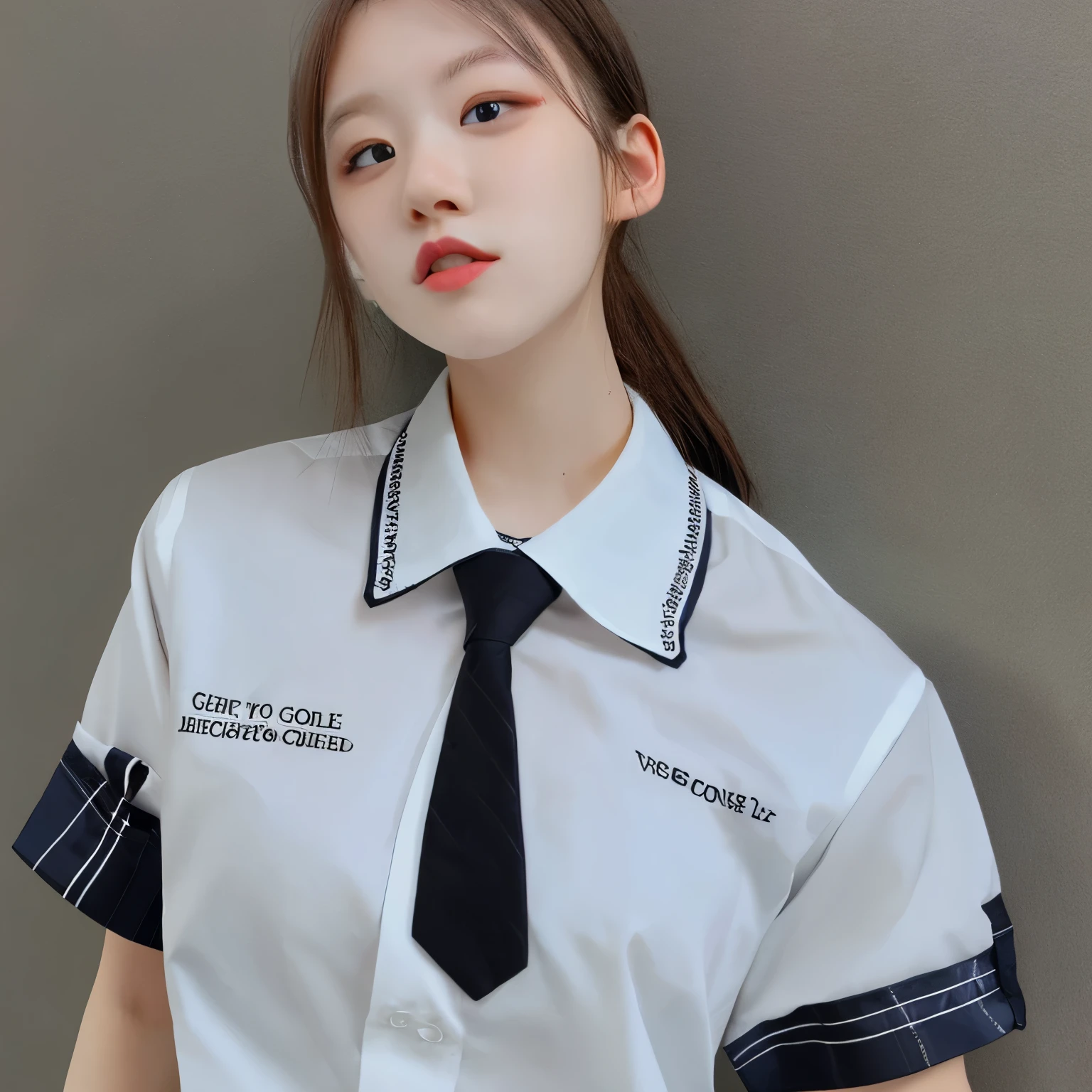 girl wearing a big collared shirt