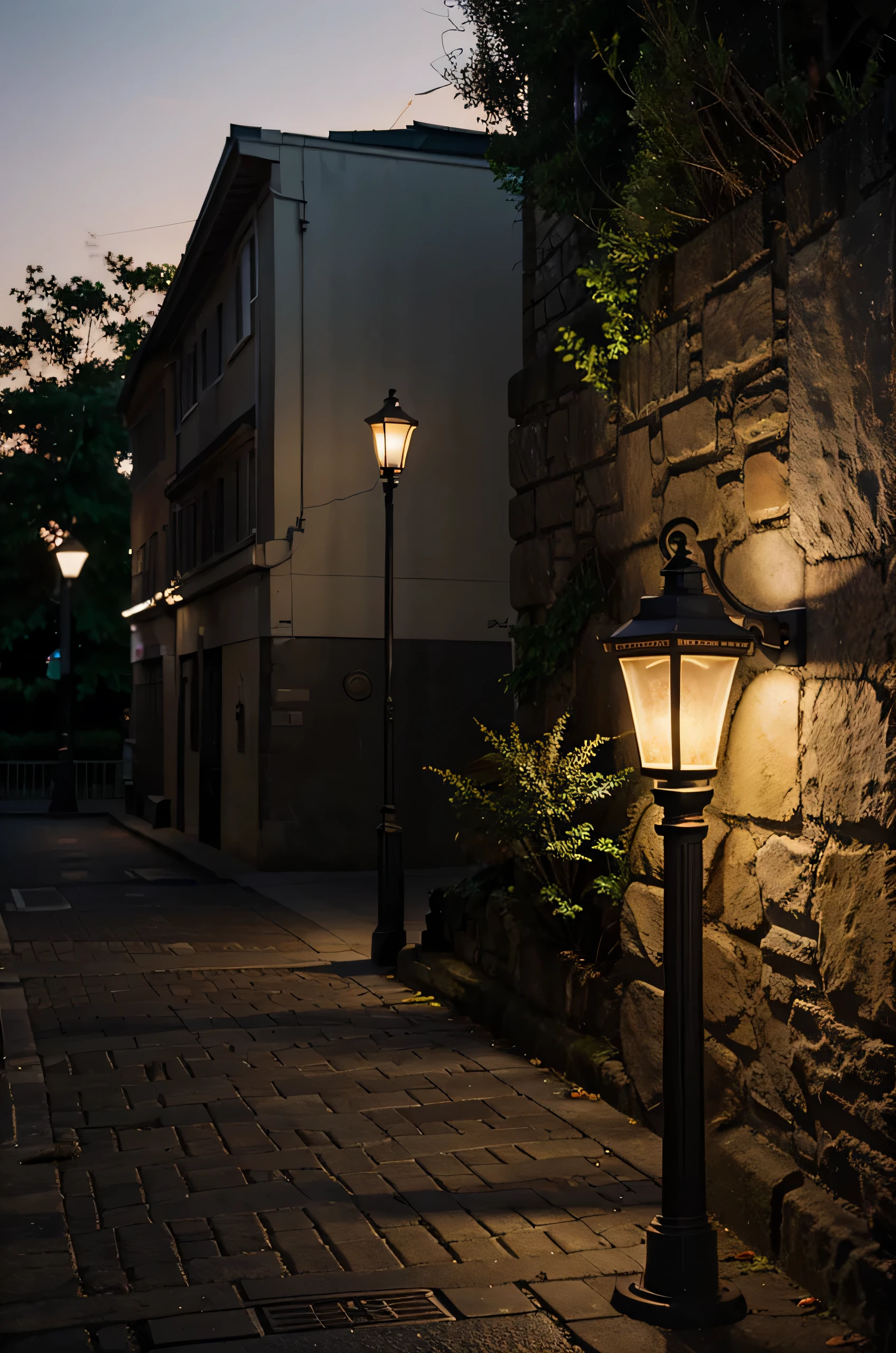 ar livre,(scenario), fundo, noite, lamp post,