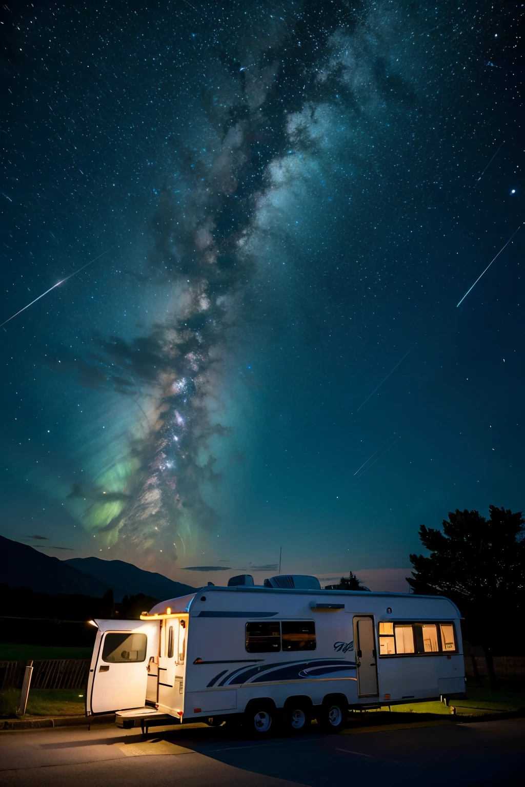 CARAVAN NIGHT SKY AND SHINY STARS
((best quality)), ((chef-d&#39;artwork)), (detailed), visage parfait