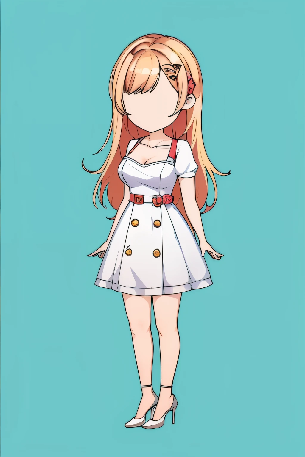 girl,whole body,standing,Short white dress,solid color background