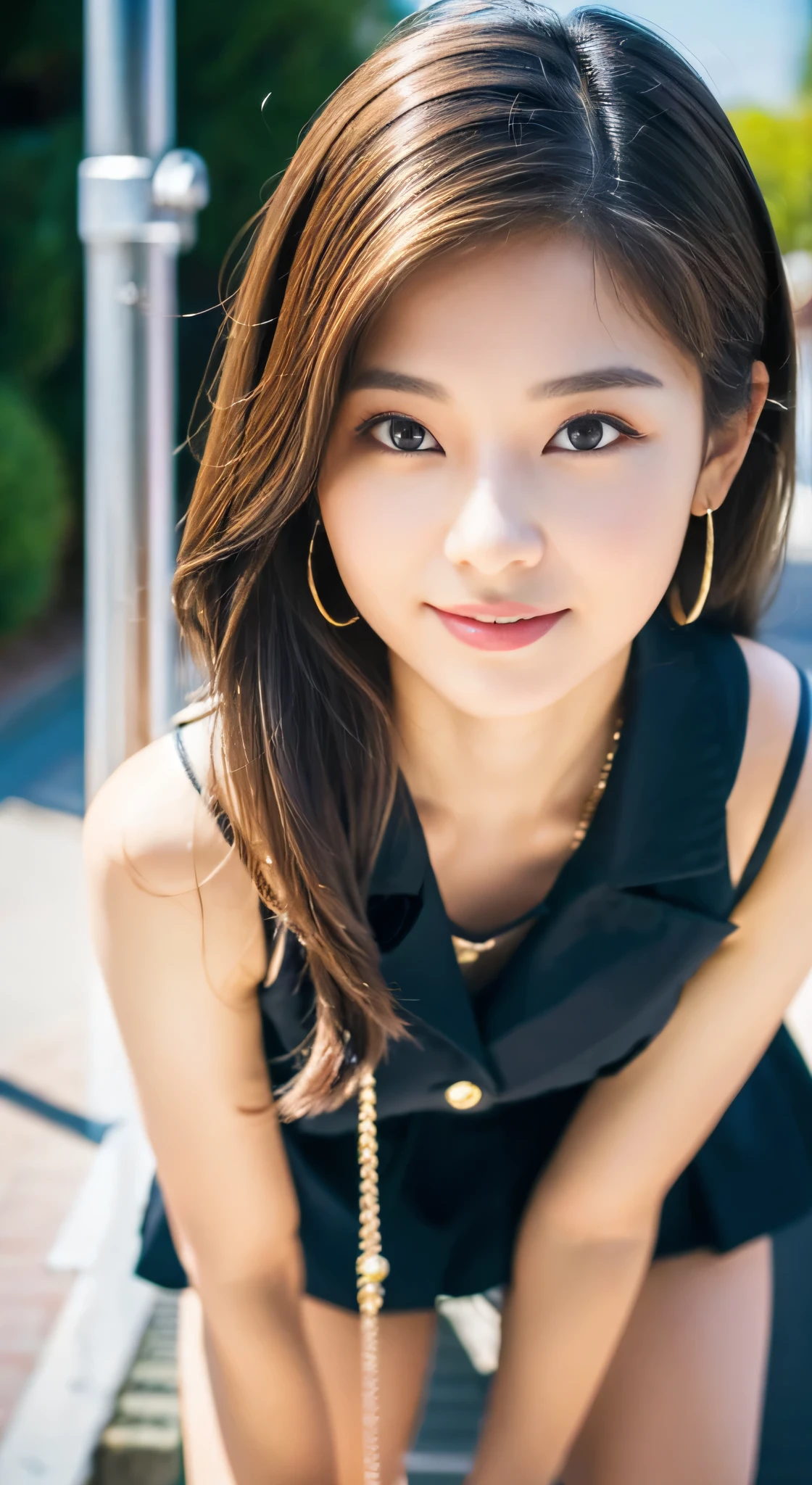(((32K,very high resolution, high detail, very accurate,Maiden 1:1.5))),RAW photo & realistic atmosphere,beautiful dark blue eyes,detailed mouth,glossy lips,thin eyebrows,Soft white skin that shines in every detail,,fine eyes、Her deep blue eyes are so beautiful,lip details、very beautiful face,very well-shaped face、lifelike face,shining beautiful lips,beautiful eyebrows,infinite reality,best design,(Super cute 16 year old Japanese high school girl,,Beautifully shaped breasts,She's a very cute girl,,healthy body,outstanding style:1.5),best natural makeup,Japanese ID,korean idol,young sensual idol,Moist eyes,dark and beautiful deep eyes,beautiful butt,美しいfeet,,camel'feet,:1.3),ultra high resolution、,natural and realistic face,Backlight,Her pure eyes are too cute,(((photorealism,Take a full body photo))),,real live action,(Fashionable earrings,,necklace,bracelet,gyuru,shiny nail art,american street winter fashion,outside,unique skirt,leather shoes,A calm and fashionable girl,light brown hair,short hair,alone,,smile a little,Full body Esbian,Showing off full-body fashion,get up,あなたのleather shoesを見せてください, The only beautiful, young and cute 15 year old girl,A 15-year-old girl with both beauty and charisma..,Teen fashion magazine shoot,K-POP enthusiast,korea town fashion,revealing clothing:1.7),Shin-Okubo's Koreatown