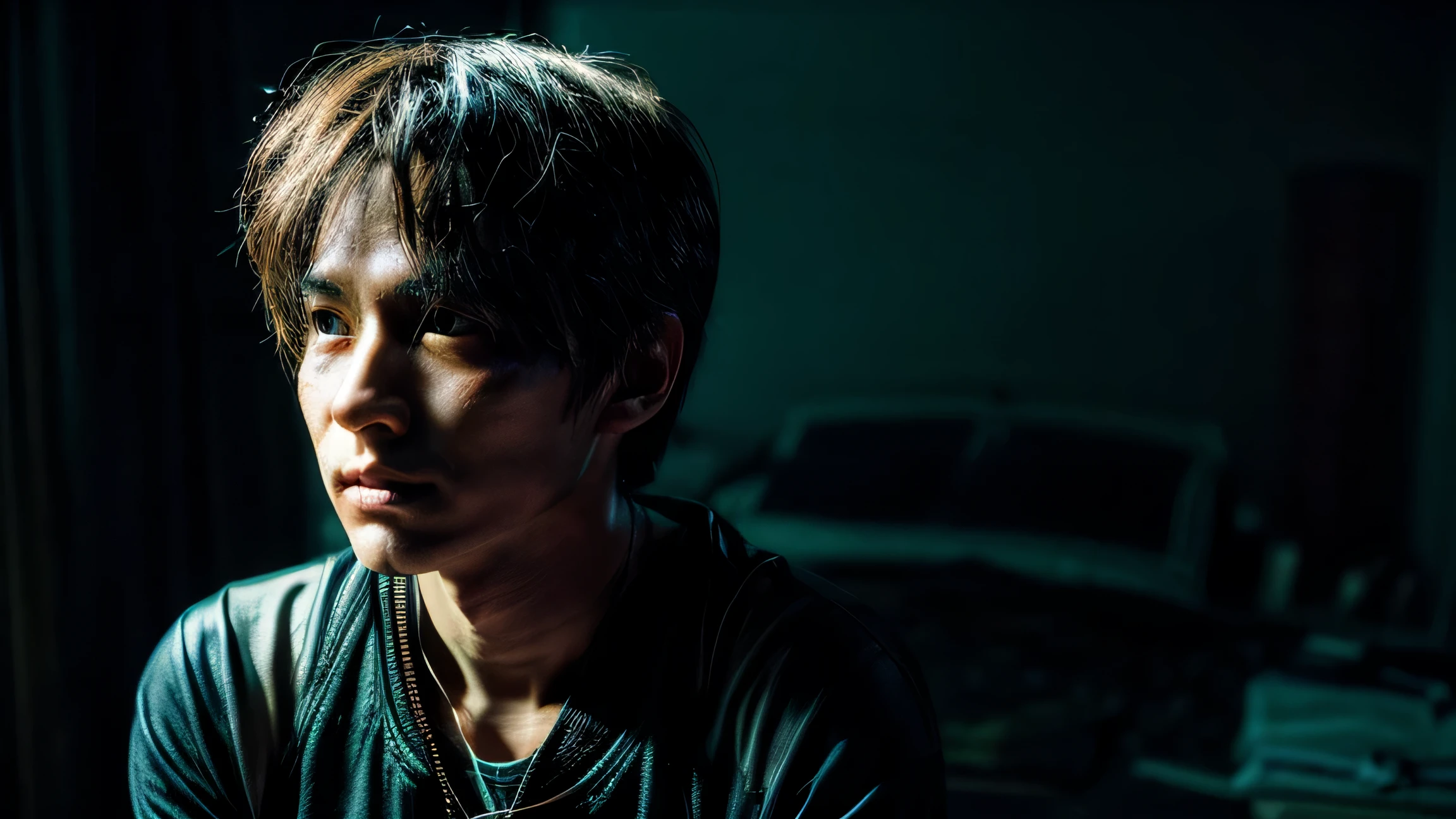 Creepy photo based on black、Japanese、male