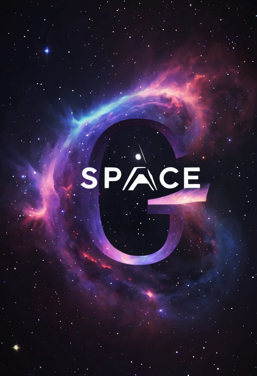 text as "space", creative Font Design, typeface, spirit of cosmos, universe, letter-shaped nebula, txt says "space", best quality, masterpiece, Professional, 8k