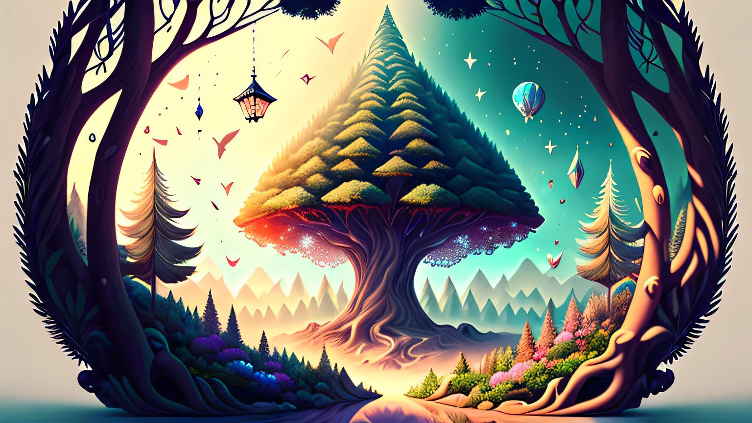 A magical forest appears inside a black hole..