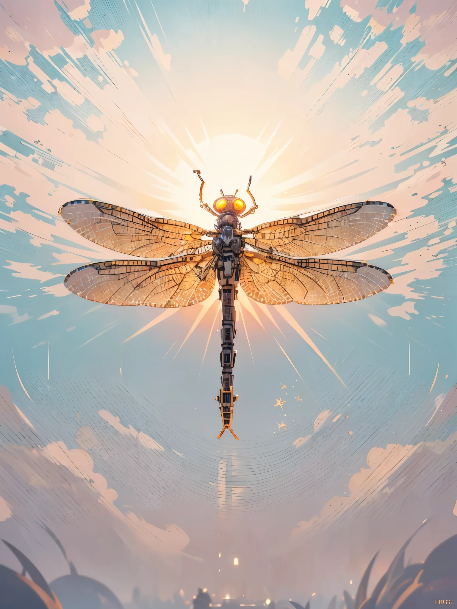 (White background, Clean background),transparent Mechanical dragonfly,Glowing eyes, Cyberpunk, Dreamy Glow, Luminous neon lamp, ( Global illumination, raytracing, HDR, unreal render,reasonable design, high detailed, masterpiece, best quality, UHD, Cinematic Lighting), high res, meccog
