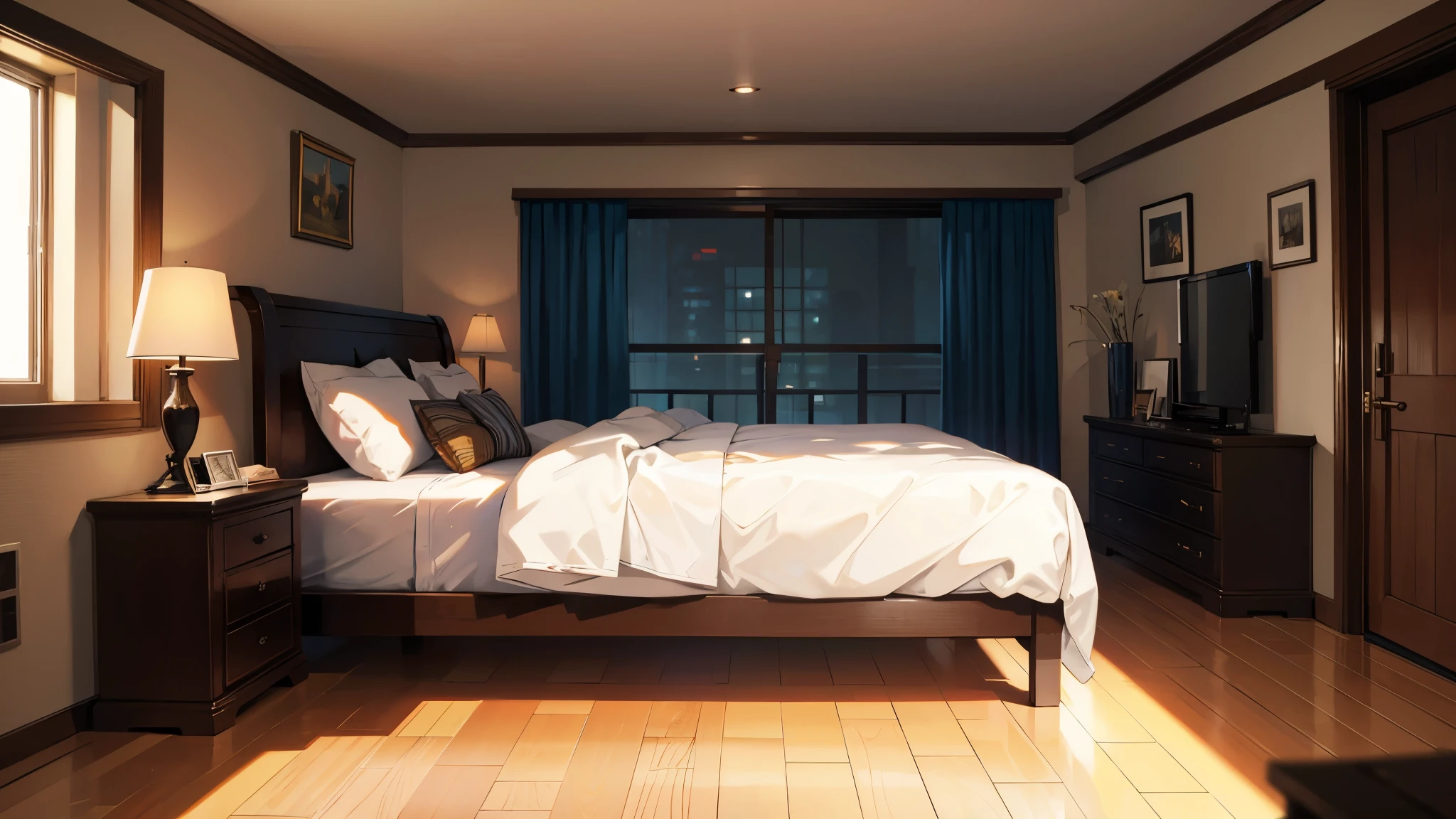a lot of details, 8K, bed, Studio, without people, cameras, Side view, film set