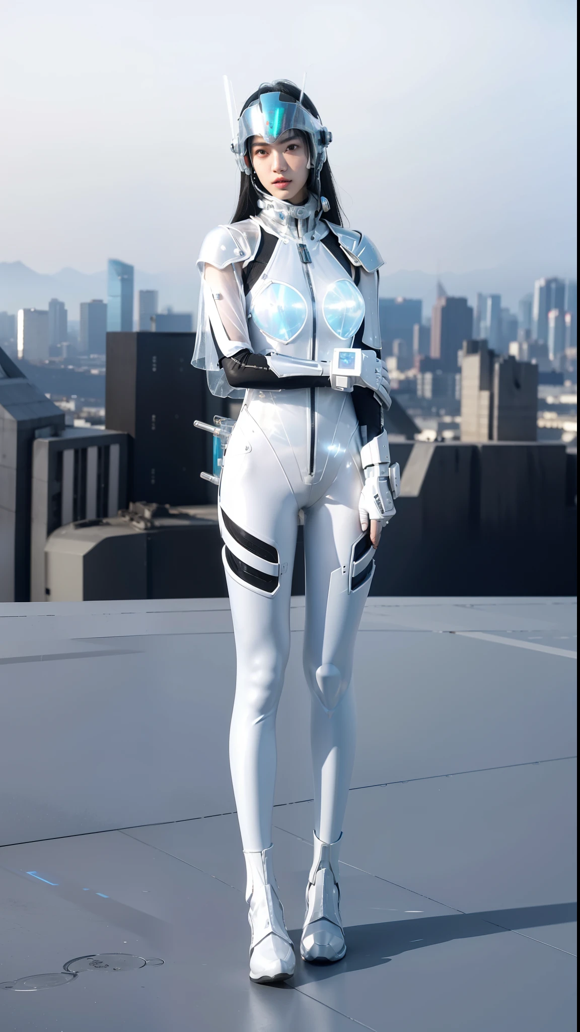 Fantasy cyberpunk world,1 Mechanical Miracle,defend world order;Samurai Mechanical Armor,Equip transparent weapons,Aerodynamic design,Wearing gorgeous transparent steel armor,Art of the highest quality,8K ultra-high resolution,Dynamic lighting,brilliant material,bright colors,Wearing a cyberpunk space helmet,Luminous mechanical protective mask,Future high-tech tactical helmet,steel armor
