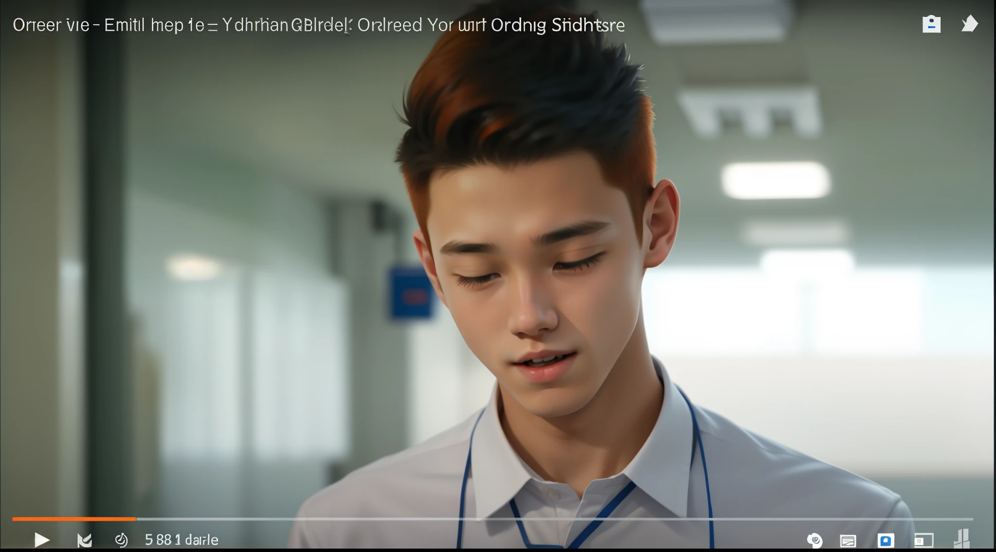 young student man 18 years old standing mocking gestures of disbelief orange hair blue clothes