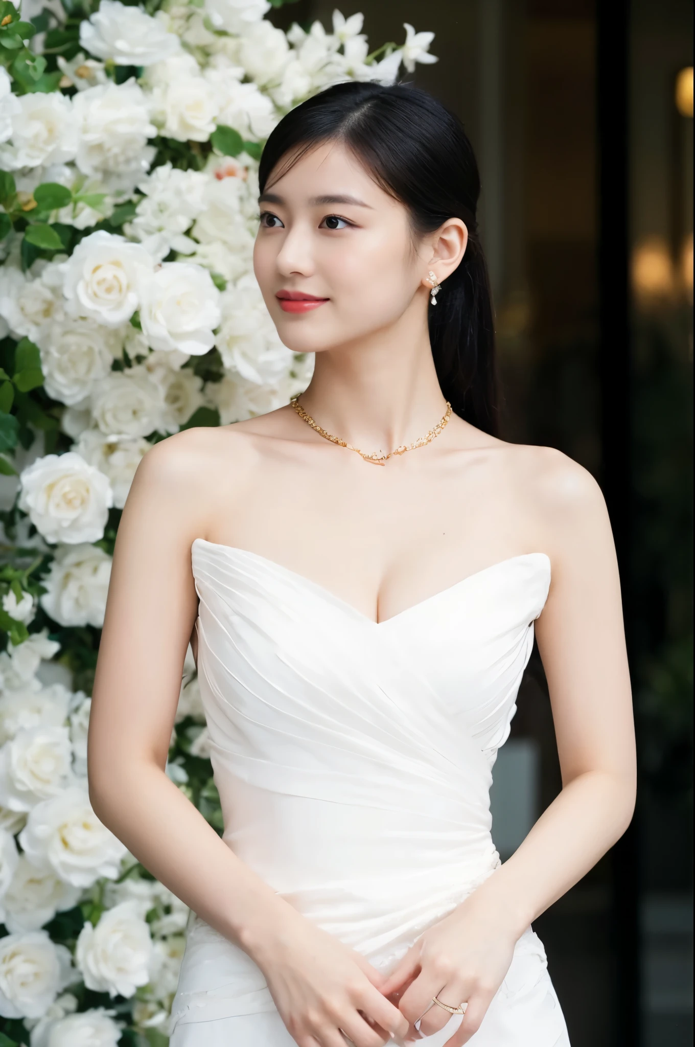 ((​Masterpiece, Top image quality, high resolution、alone、skin shiny))(on the table, best quality, actual, super detailed, meticulous, high resolution, 8k wallpaper), Close-up portrait of a beautiful woman, like, smiling, light brown messy hair, Perfect dynamic composition, 美丽meticulous的眼睛, Just like the cover of a fashion magazine, on campus，wearing gold glasses