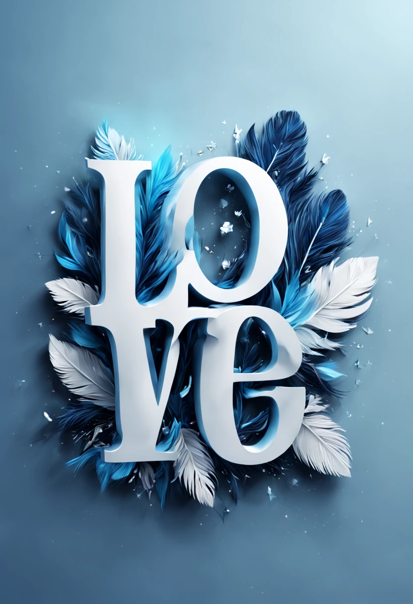  Font design text symbols "love", 创意font设计love, font, Detailed translucent feathers、 Winter theme、Colorful glowing very detailed、abstract background、Tangled and extremely detailed description of intricate details,    masterpiece, beautiful. Realistic best quality photo quality.ultra high definition