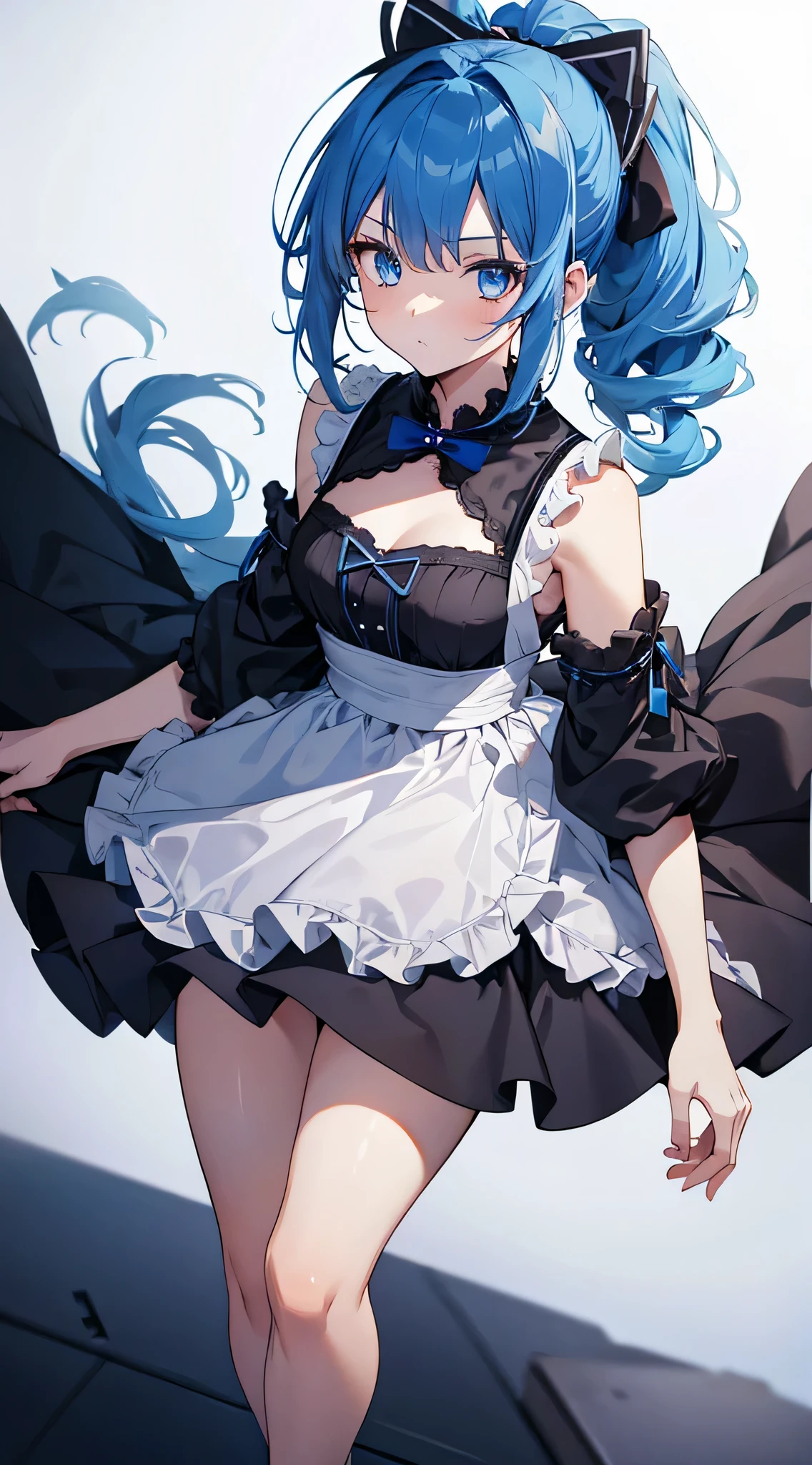 NSFW,masterpiece,Highest quality,High resolution,Super detailed,Roxy Migurdia\(Mushoku Tensei ～If you go to another world, you'll get serious～\),Small breasts,Blue Eyes,Blue Hair,Long Hair,Braid,Twin Blade,(High-quality sexy maid outfit),See-through,White fishnet stockings,Iron Collar,Embarrassed,excited,Estrus,blush,smile,Sweat,orgasm,Climax,(Squirting),heart,bustling street