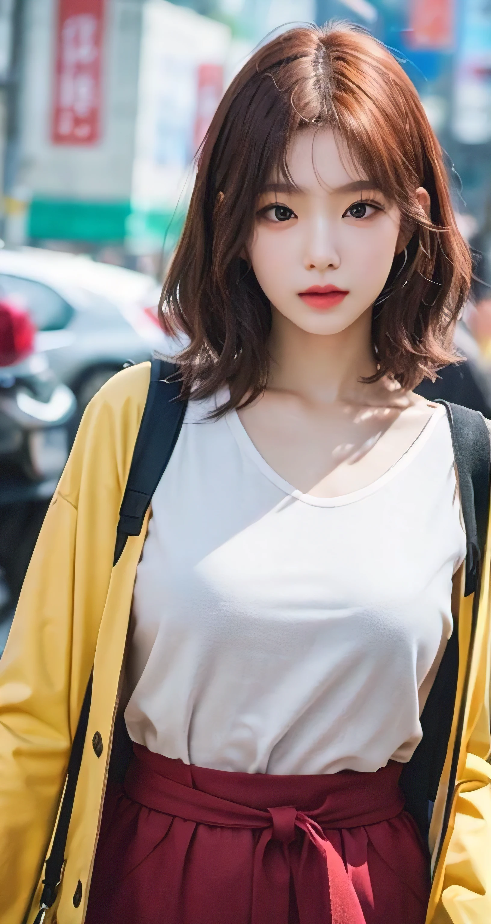 Best Quality Detail:1.2, realisitic, 8K UHD, hight resolution, 1girl in:1.2, The ultra-detailliert, High quality textures, intricate detailes, detaileds, Very detailed CG, High quality shadows, Detail Beautiful delicate face, Detail Beautiful delicate eyes, depth of fields, Ray traching, masterpiece, best quality,ulzzang -6500-v1.1:0.6, pureerosface_v1, Pretty korean Girl, Korean Urzan Face:1.1, milf, 28 year old woman,short neon orange hair,shiny_skin,thin_waist,gigantic breasts,wearing red pajamas with black jacket outer, 4K, 8K UHD Full Color RAW Photos, Fuji Film(Medium format:1.2), Hasselblad:1.2, Carl zeiss:1.1, Incredible dynamic range photography(UTIL_Art by Smoose-768:1.1), hight resolution, High pixel count, clear details, crisp image, Natural color reproduction, Noise Reduction, High fidelity, qulity, Software Improvements, Upscaling, Optimized algorithms, Pro-level retouching,crowd:1.1,depth of field,looking at viewer,random pose walking at the Daegu street market background,random sexy pose walking at the Daegu street market