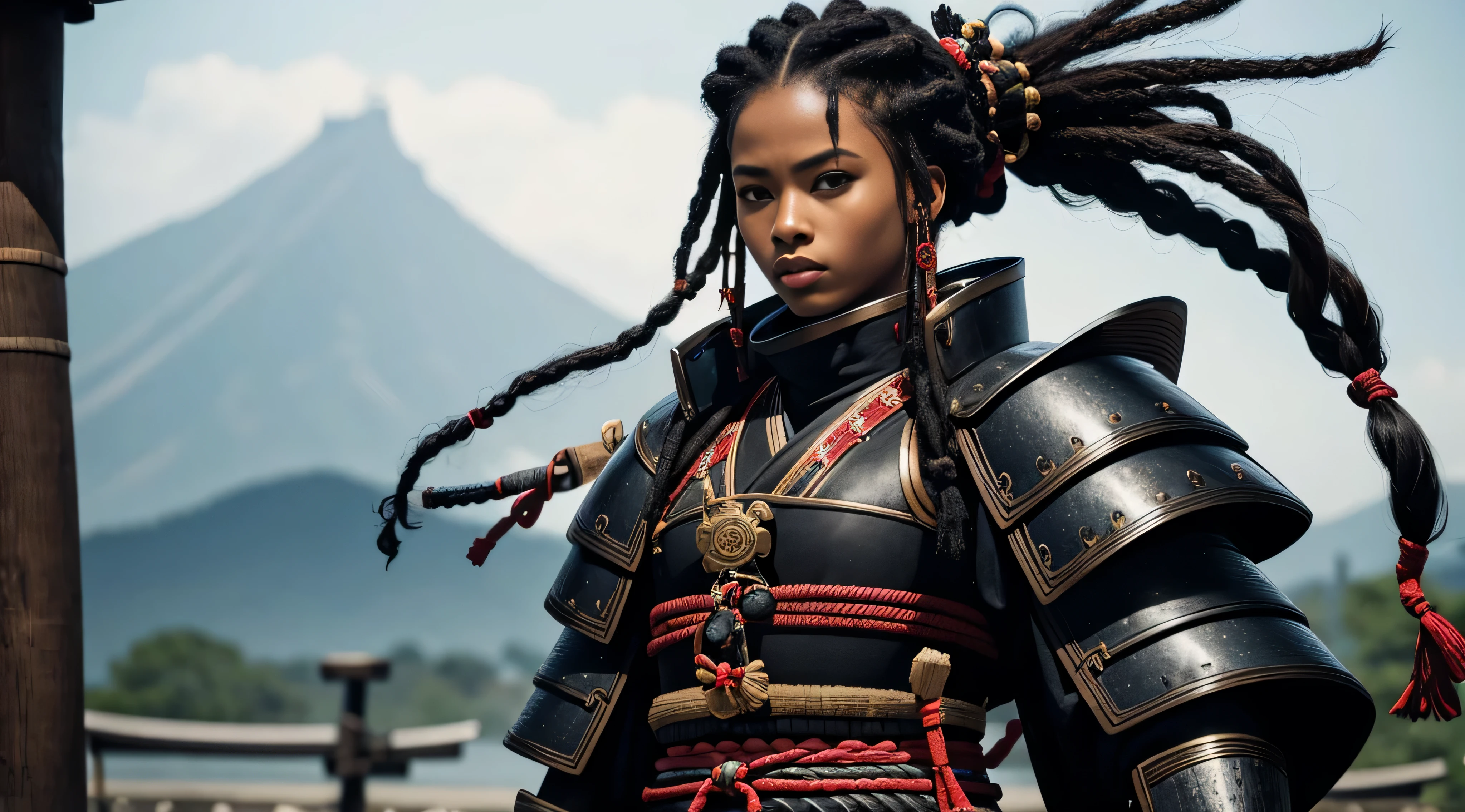 black woman, samurai clothing, Samurai armor, dreadlocks, Ron&#39;s 