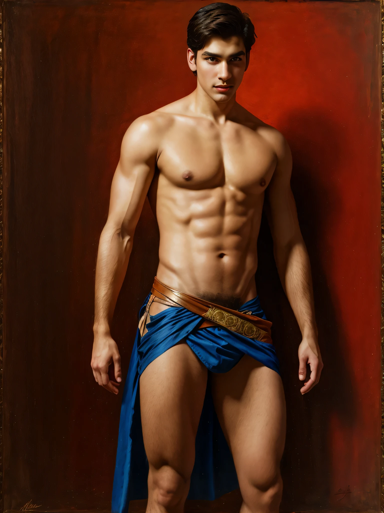 1boy, wearing a loincloth, masterpiece, best quality, painting