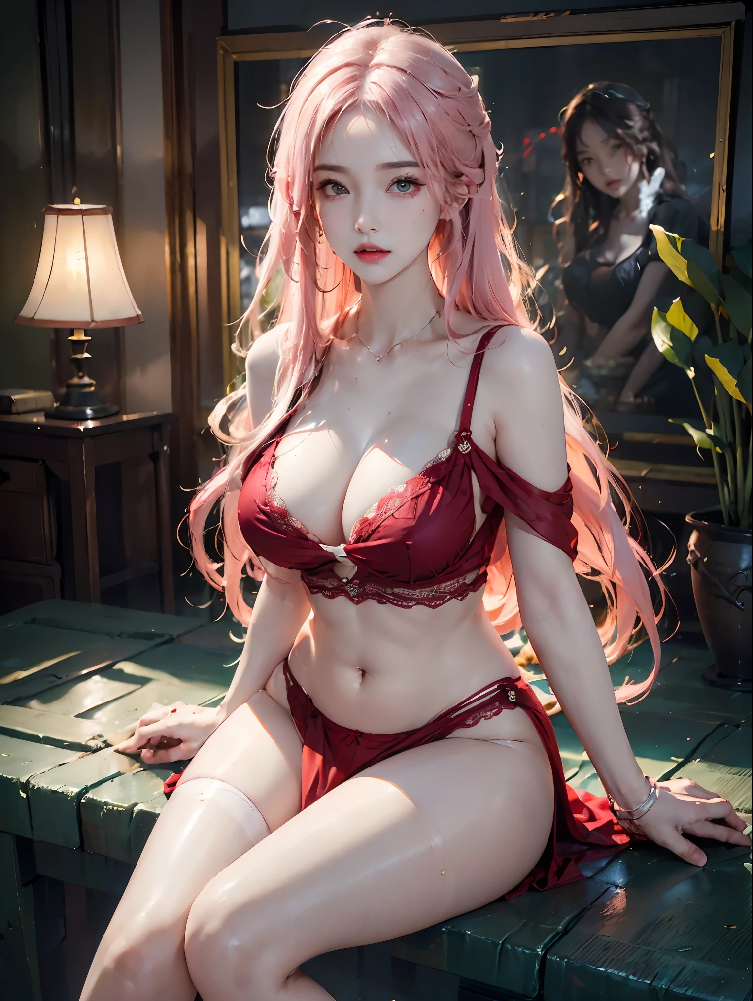 8k、RAW photography、top quality、masterpiece:1.2)、(real、photoRealstic:1.37)、、a girl in、China -、25 years old、female、a sexy whore lying sick on top field filled with chemicals 、(deep night)、oil lamp emitting green light 、、(field filled with radioactive waste (scene of land filled with radioactive waste illuminated by lamp oil emitting a horrible green light) poured into the soil mixed with mud to form a green solution), (underground dirt) 、(dirty ground full of worms and snakes and centipedes), 、 (radioactive waste transforms worms and snakes and centipedes)light from an oil lamp on the ground, lamp face, radiation, pink hair, eyes wearing navy blue lenses, rectangular fever-reducing patch with heart-shaped pattern on the forehead, detailed face, detailed lips detail, detailed eyes, glasses, extra skin、(pink shirt nightgown full of sexiness of a whore) - (a few buttons on the shirt are broken at the chest area, revealing part of the chest and colored bra red inside)、(wearing a white miniskirt in a lying position revealing wet red panties) (milky white water flowing from the underwear spilling over the underwear and thighs) (milky water flowing from the red underwear flowing to the ground )、 (no camisole)、 Sparkling cleavage, , off shoulder, off thigh, thigh bow ,(camel toe), perfect body, shiny skin, (Body odor: 1 , 2), smug angular face, (( sitting)) , Eye contact with camera, Lens blur for background camera, depth of field, 35 m , super detail, super quality, perfect perfectly perfect 、、 ( (Retro style photography )),hands in front of chest ,((NSFW 1:1)) ,((Retro filter 1:1) )