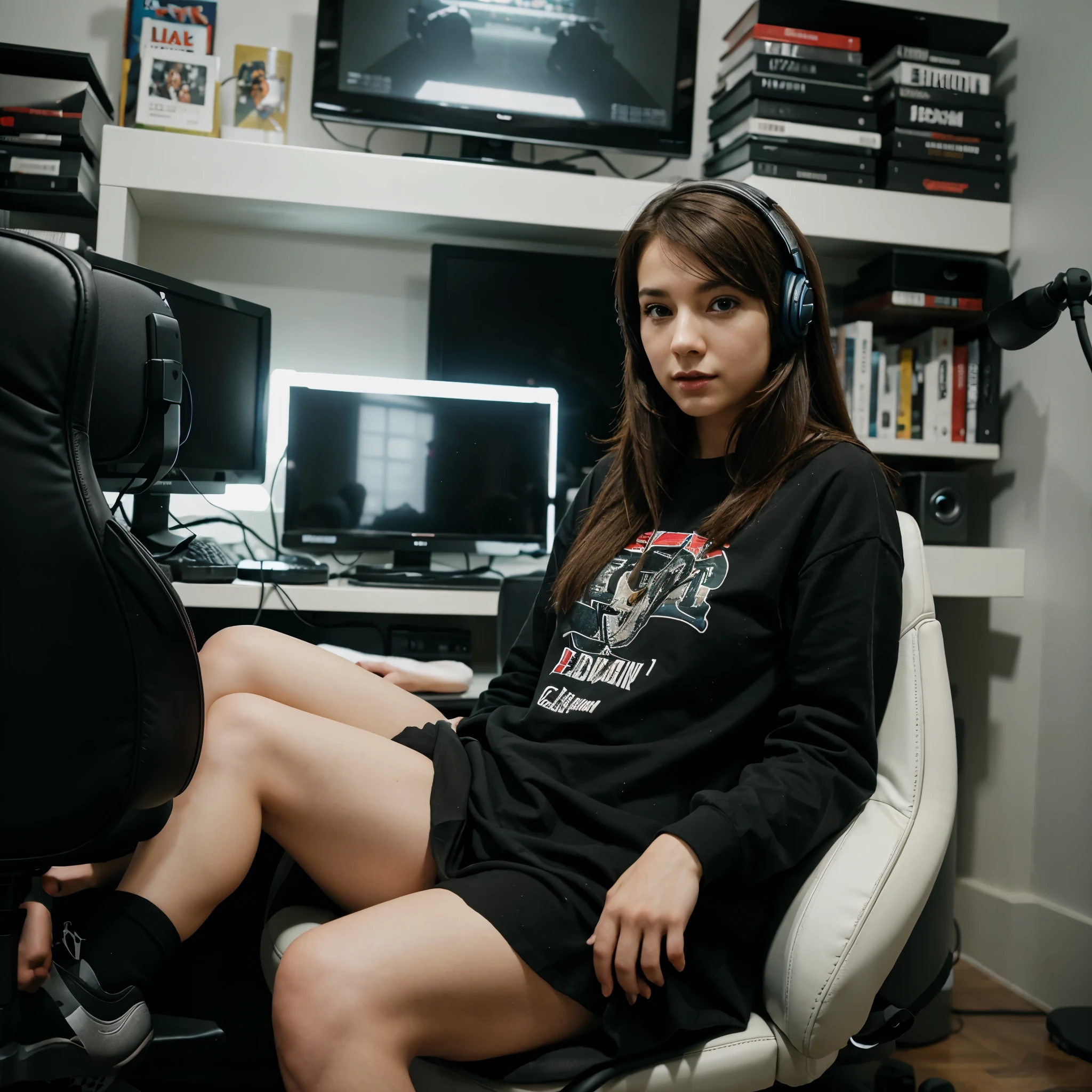 Egirl sitting on the gaming chair Candid photography