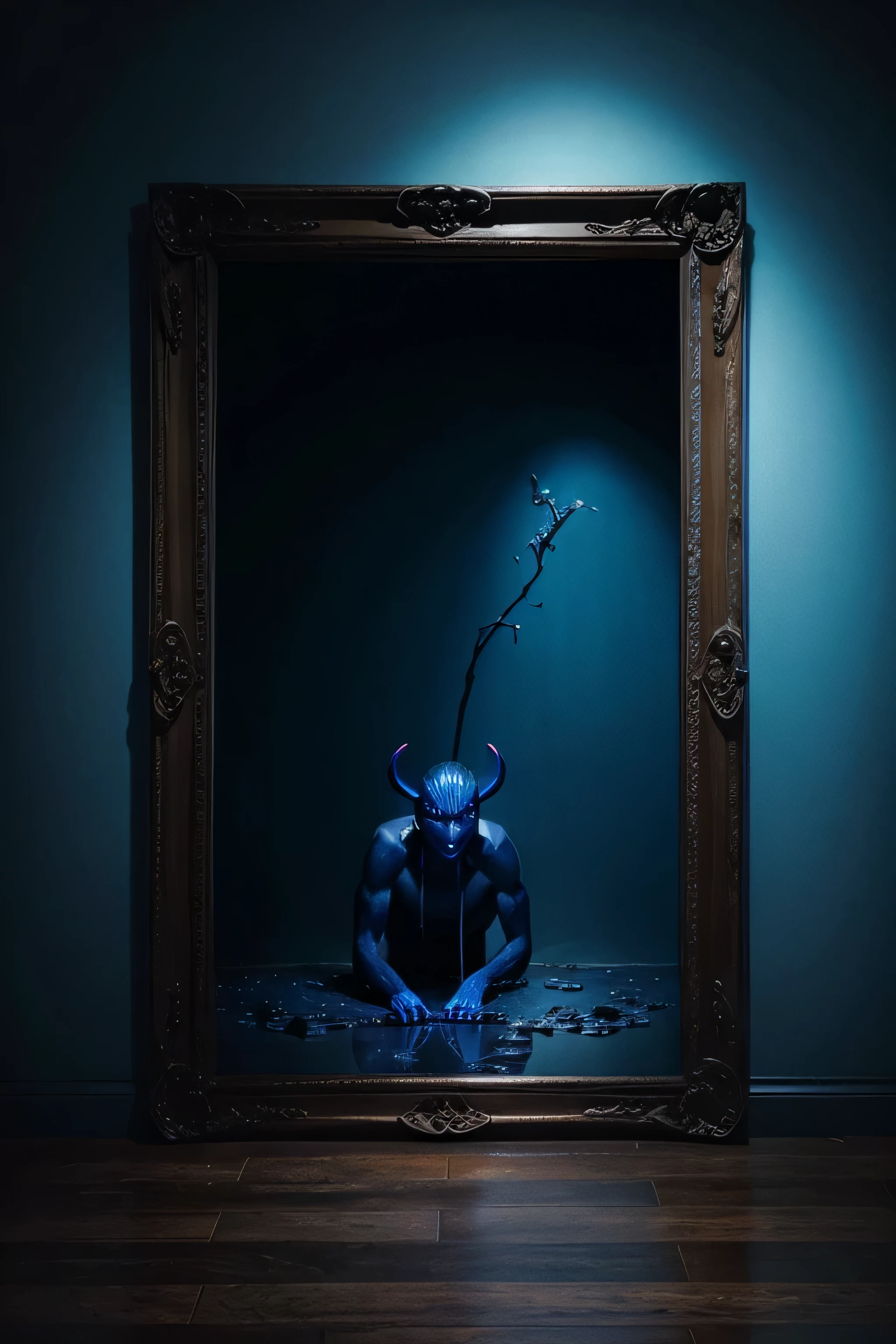feeling blue as a Flobberworm gallery level art, surreal, dark bronzing, Nightcrawler in mud