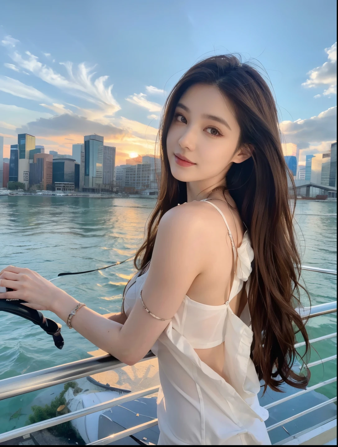 ，masterpiece, best quality，8k, ultra high resolution，Real light and shadow，(Beautiful eyes looking at the camera:1.2)，beautiful woman，summer clothing，