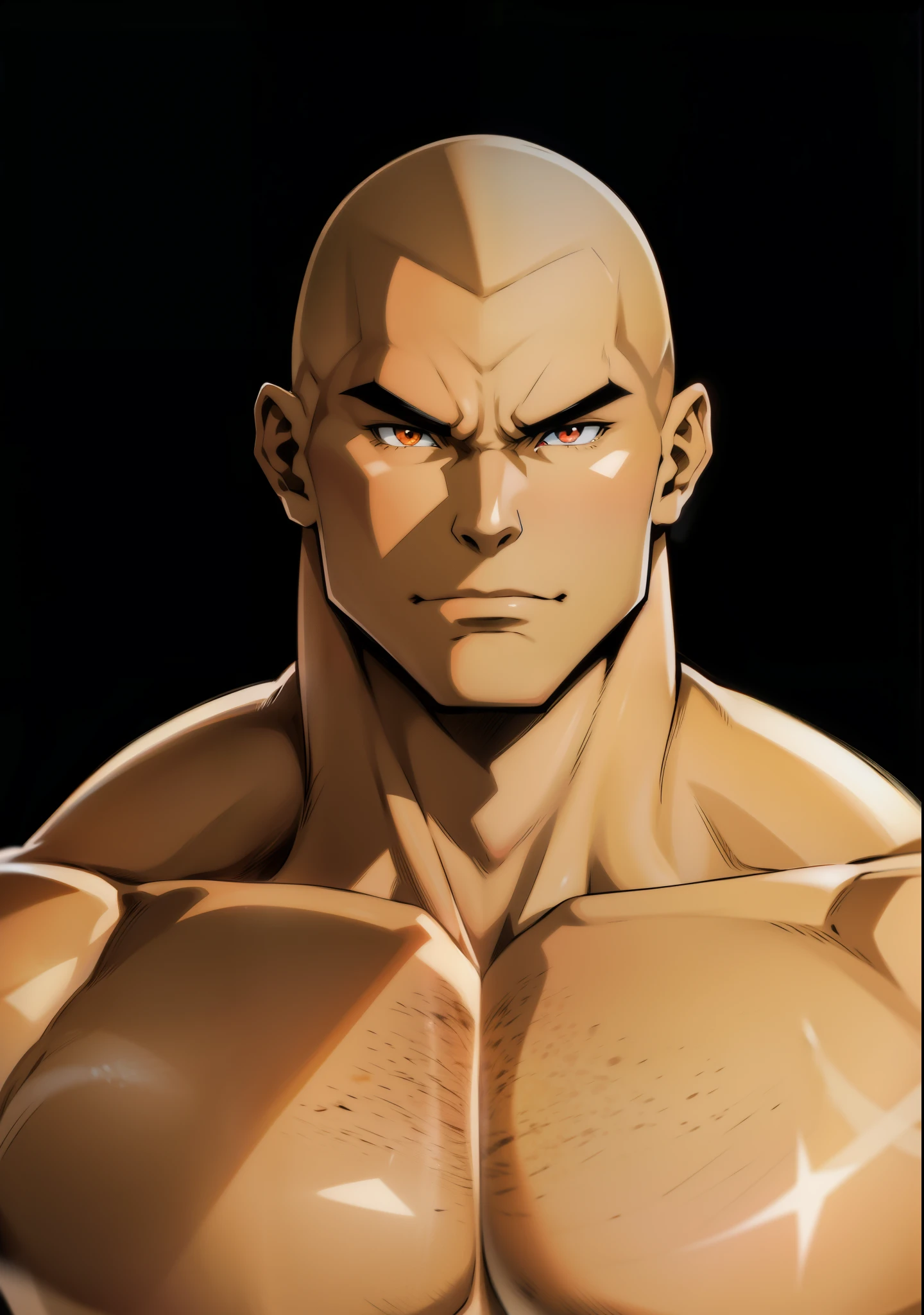 Gere uma imagem arte de anime  de um monstro grande , muscular he has dark skin , muito amedrontador, a imagem tem que ser estilo anime