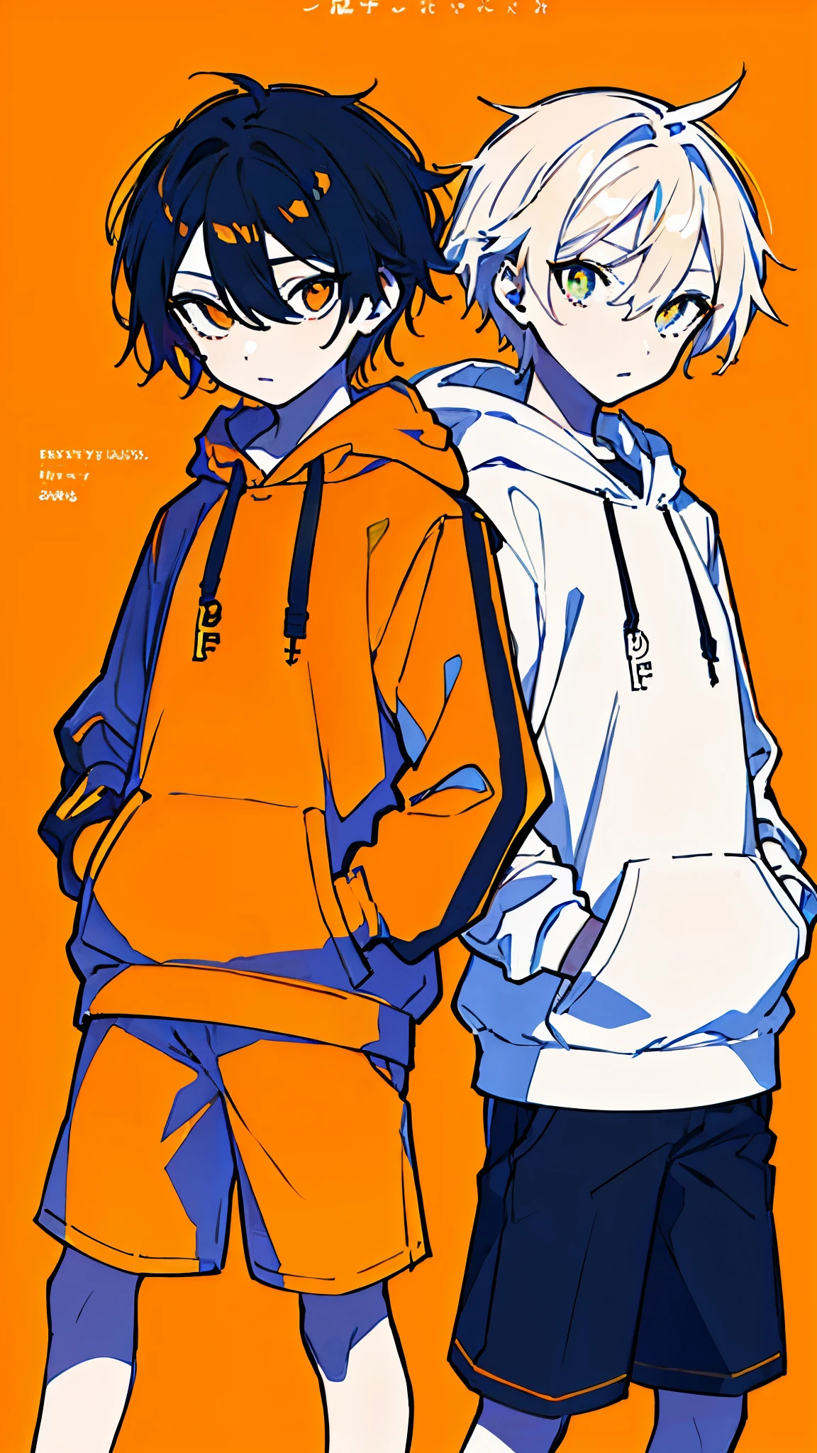 (masterpiece, highest quality:1.6), alone, thick outline, (simple background, bright orange background, monochrome, beautiful orange theme:1.2), official art, Key Visual, 8k, confused, whole body, (unique hair, oversized hoodie, hot pants, wearing a hood, arch back, short torso:1.2), belly button, thighs, cowboy shot, HDR, sharp focus, High resolution, most detailed, very detailed, Super detailed, finely, detailed eyes and face, sharp pupils, realistic student, alone, orange and white contrast ratio, alone, put one&#39;s hand in one&#39;s pocket