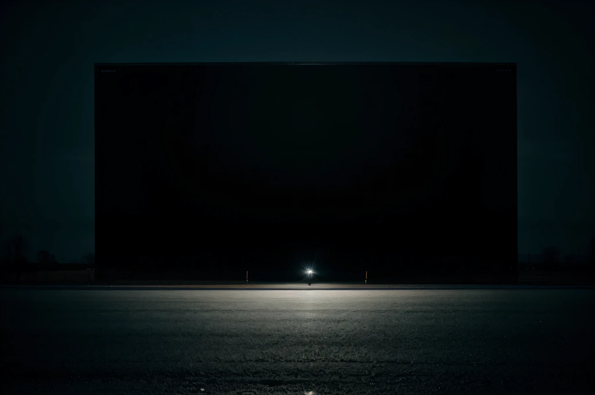 a simple and minimalistic black landscape photography with a big white screen in the middle, ultra photo realistic, film photography, sharp image, color correction.