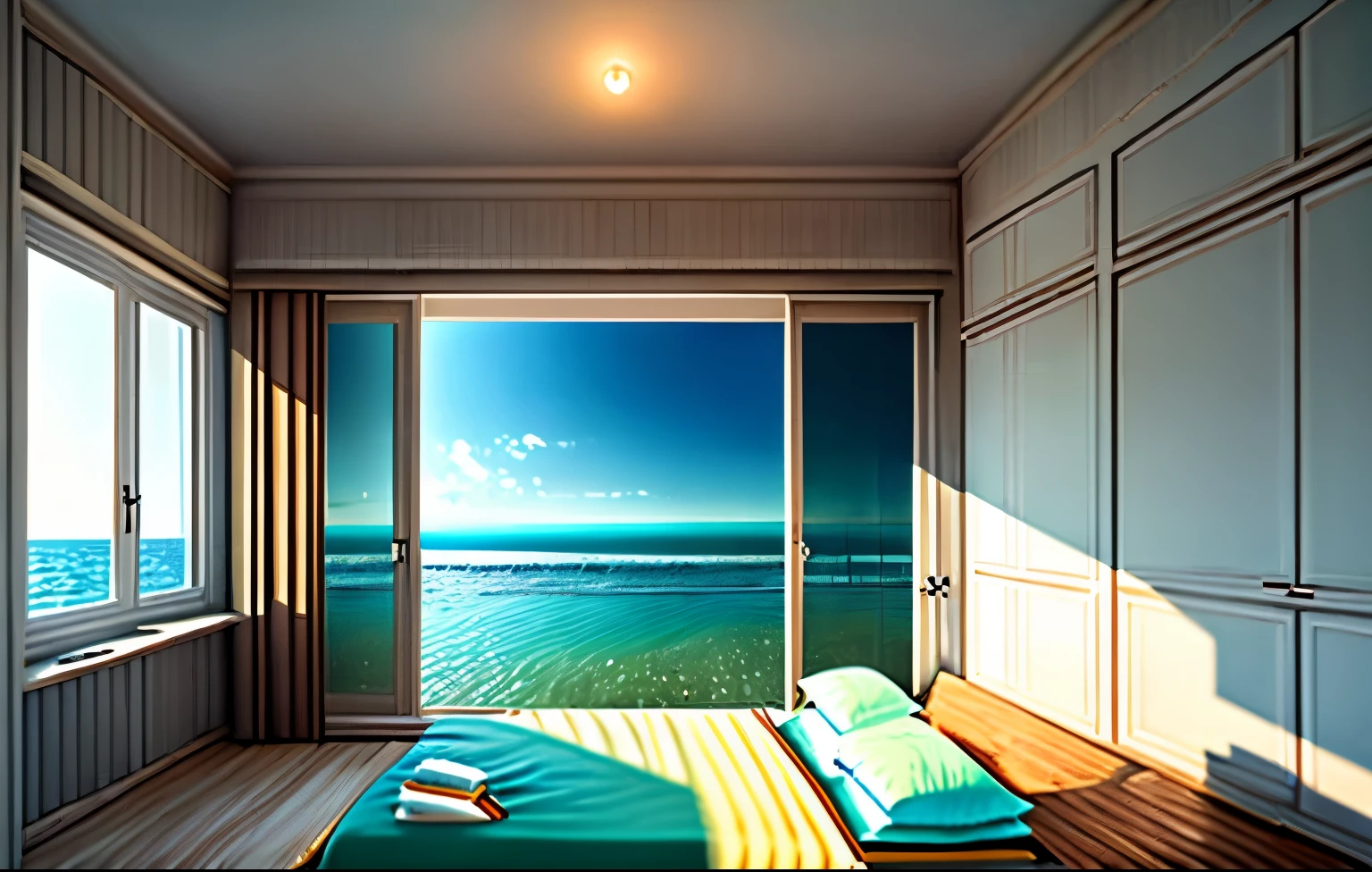 A bedroom that melts into the sea