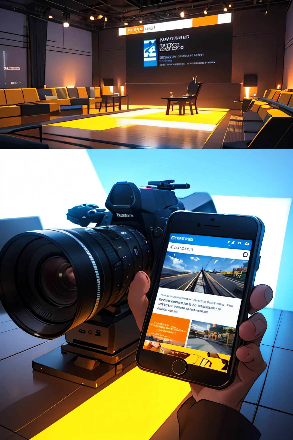 3D Animated image to be displayed on the home page of a website of a cinematography company. The company also provides Event planning services, influencer management services and videography services.