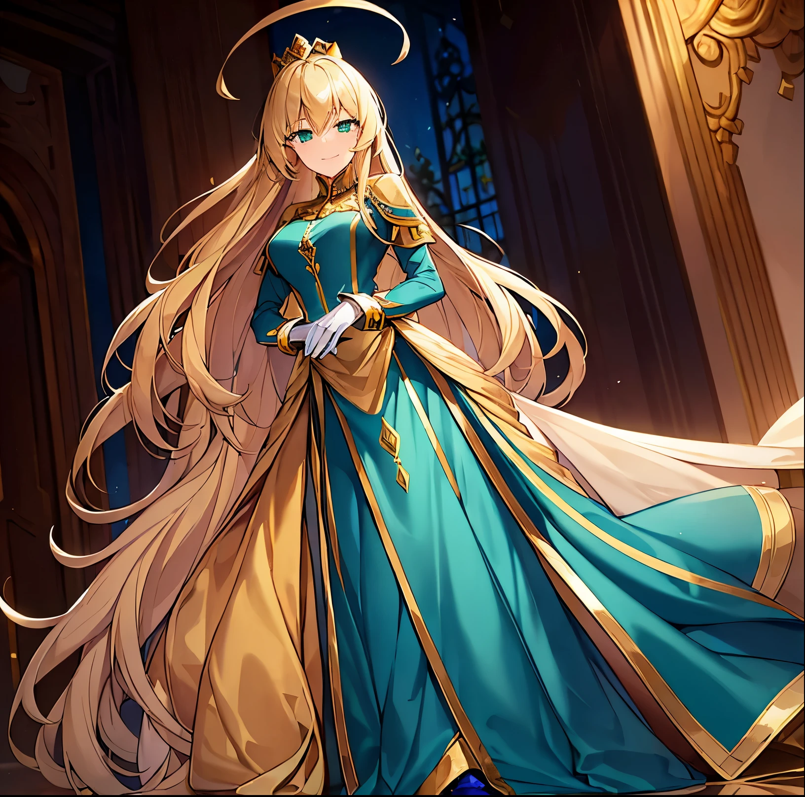 ((Anime art style)),(Masterpiece),(Best quality), (Super detail),((Very delicate and beautiful)),1 girl,((Full body portrait)),Stand at the Palace of Versailles,((Solo)),Digital art,(((1 princess in a gorgeous Rococo Princess ball dress，Wear yours with a voluminous full-length hoop skirt))),crinoline,((Beautiful embroidery and jewelry)),Plump frills,See-through,(Gorgeous embroidery and beautiful lace),((Plenty of straight hair,Extremely fluffy hair,Very long straight hair)),((finely detailed face and eyes)),Extremely gorgeous hair accessories,(Bling gemstones extremely gorgeous crowns),(Gorgeous gemstone jewelry，Sparkling gold),Long veil,(Beautiful background),full bodyesbian,((Gorgeous Rococo princess ball dress，Wide, full-length hoop skirt))