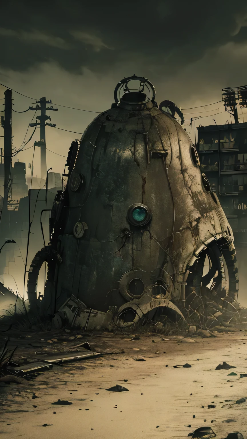 (((Fallout 4 game style))), ((Biopunk art of dark tentacles)), Biopunk girl, archer, metal hood, hopeless art, dark art, dystopian art, ((dark biopunk)), dark oily liquids, devastated environment, Gloomy landscapes, highly detailed art, very detailed background