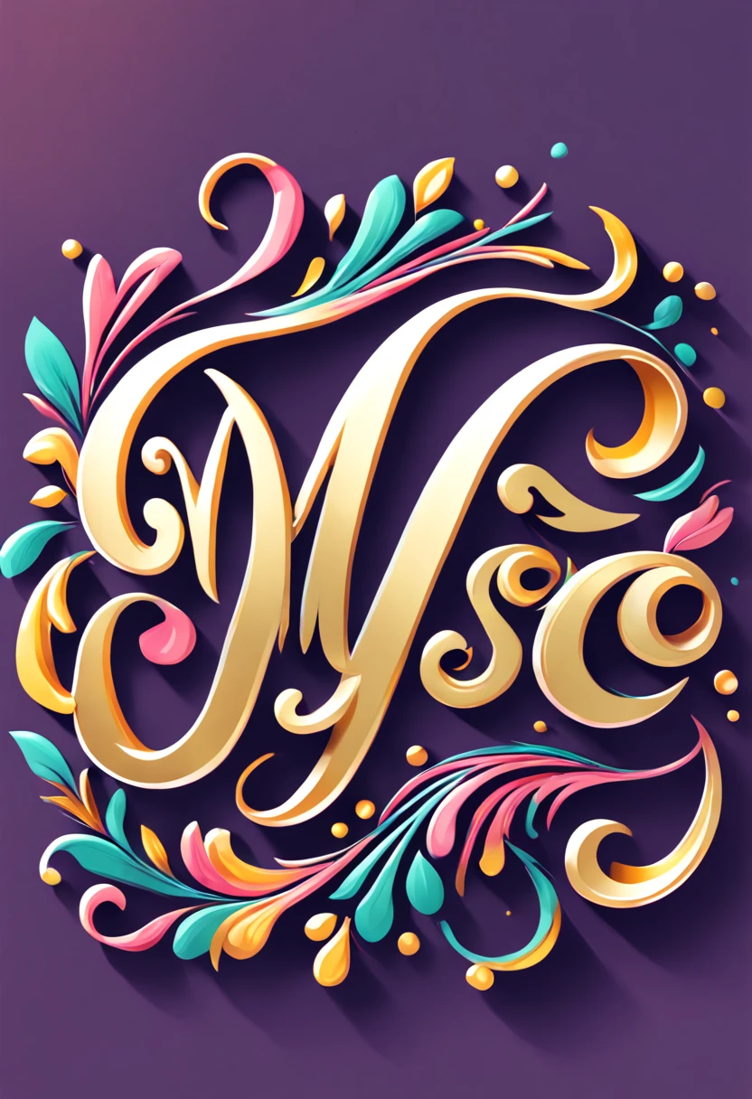 Elegant Script Font Design: (masterpiece, CGI, 4K, illustration, trending on Behance:1.3), alphabet font design, (beautiful cursive script:1.2), thin strokes, (intricate swirls and flourishes:1.1), stylized capital letters, lower case letters, numbers, (shimmering gold color:1.2), white background, (glossy paper texture:1.1), top lighting, colorful ink splotches, professional typography, vibrant, flowing, curvy, artistic, creative, elegant, fancy, official concept art