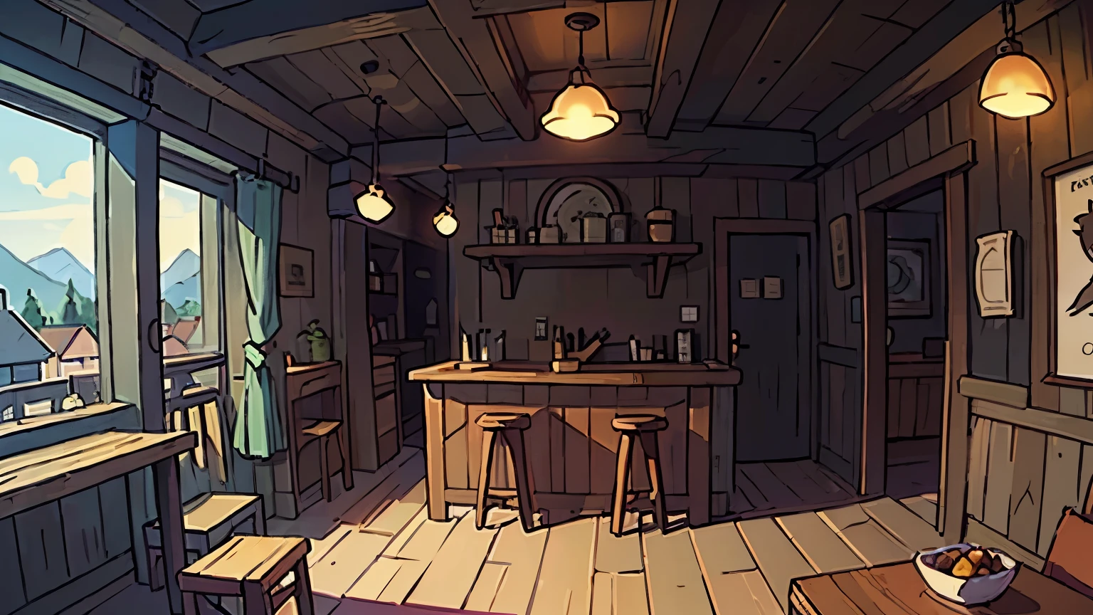 tavern, fantasies, Wooden, no people, Daytime, no lamps
