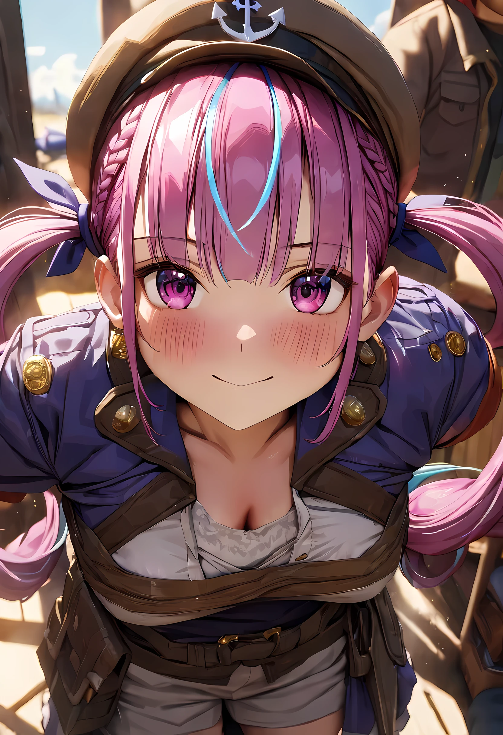 Minato Aqua/(Holographic live broadcast/), vivid, Delicate skin, high detail, 8k,Rangers, masterpiece, best quality