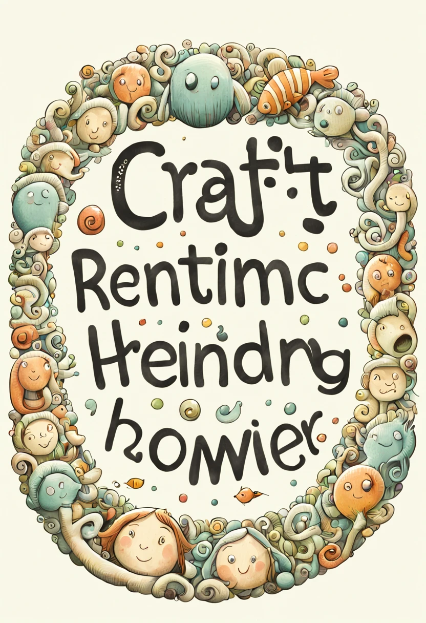 text logo, Craft a realistic, hand-drawn font design that captures the whimsical and playful nature of children's handwriting, with exaggerated loops and soft curves, using a Nikon D camera with a Fisheye lens to add a unique, quirky effect to the font characters.
