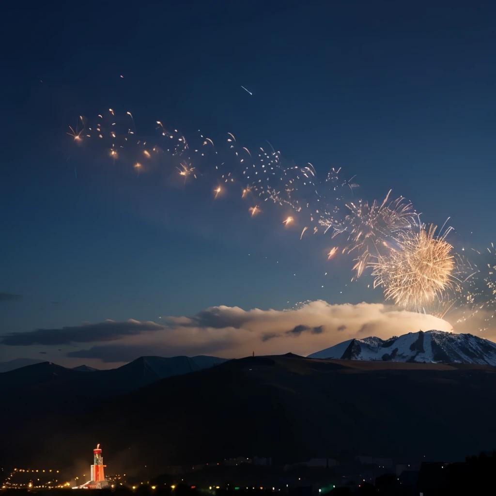 Montagne feux d'artifice shtromphe qui brûle