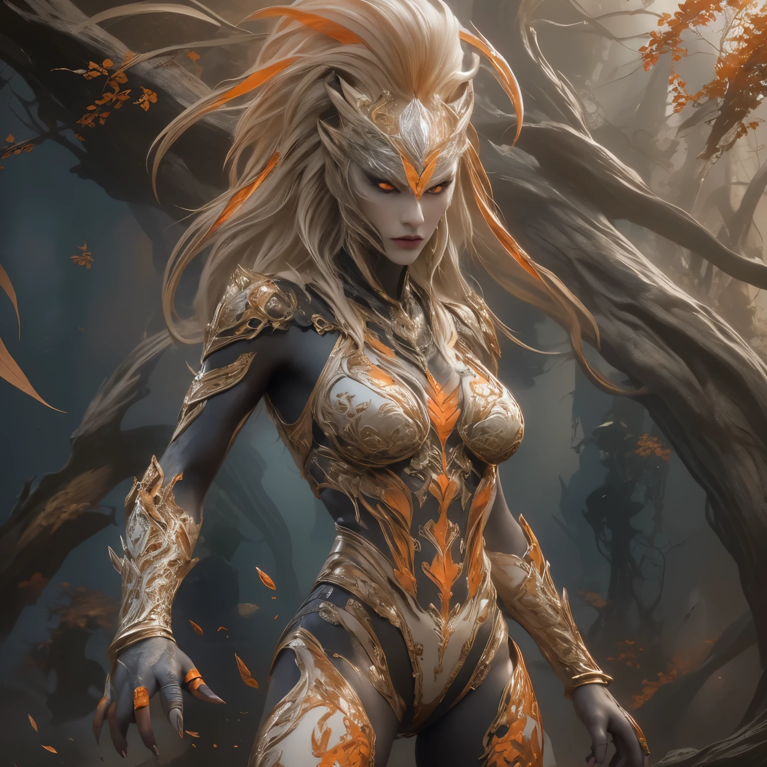 1 female alien, The predator, (extremely beautiful:1.2), (intense gaze:1.4), (predator:1.1), long dark claws, (NSFW:0.8), nipples, thick eyebrows, (shine orange eyes:1.5), the most beautiful face in the universe, NSFW, pink blonde hair,

A woman predator with an extremely beautiful face, her intense gaze fixed on her prey, a primal force that could not be denied.

(beautiful lean body:1.5), (muscular build:1.2), (prowling:1.3), (sleek movements:1.4)

Her beautiful body, muscular and toned, moved with sleek grace as she prowled, ready to strike at a moment's notice. The predator within her was always on,                                                                          
                                                                                                                                                               
 cinematic drawing of characters, ultra high quality model, cinematic quality, detail up, (Intricate details:1.2), High resolution, High Definition, drawing faithfully, Official art, Unity 8K wall , 8K Portrait, Best Quality, Very High resolution, ultra detailed artistic photography,