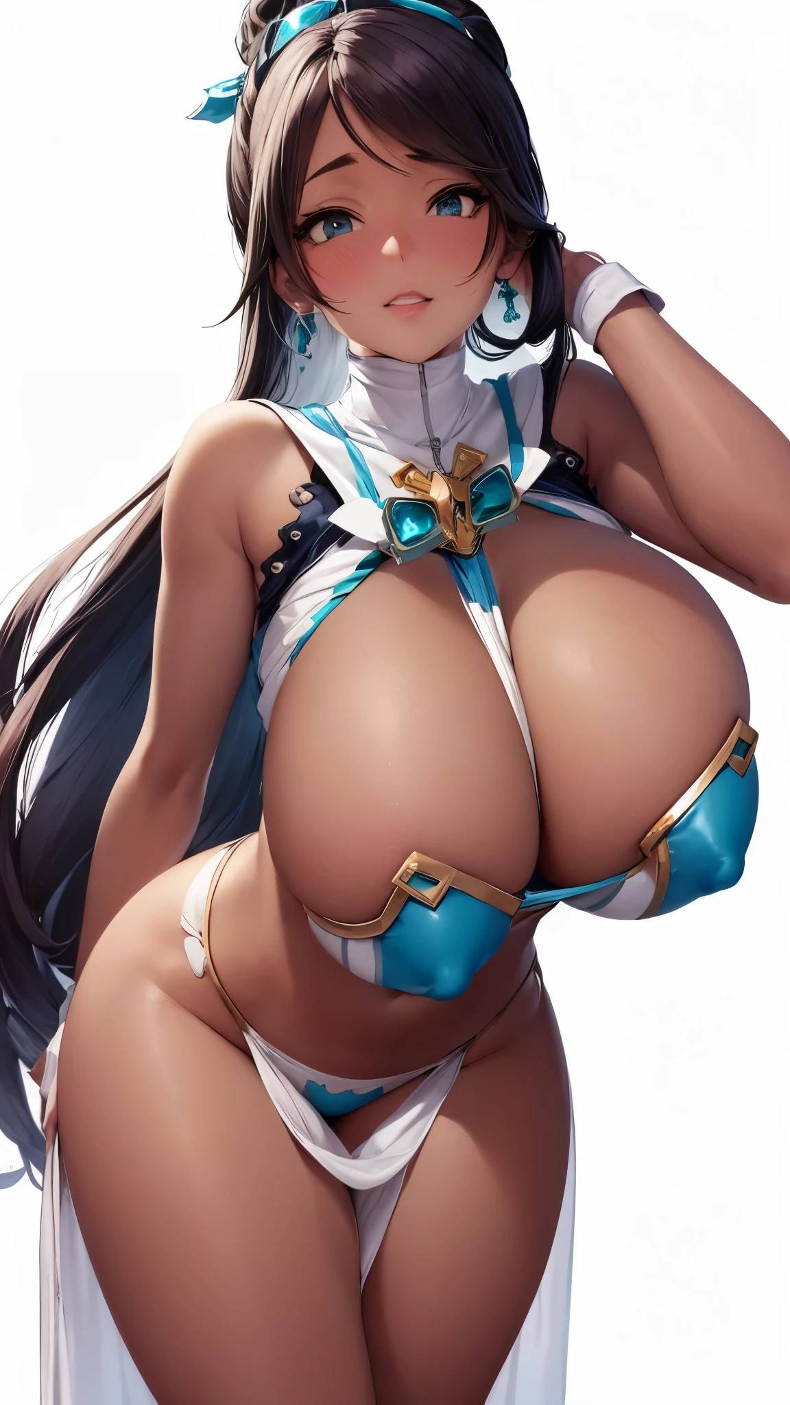a close up of a cartoon of a woman with big breasts, oppai, extremely detailed artgerm, biomechanical oppai, krenz cushart and artgerm, oppai cyberpunk, breasts covered and sfw, commission for high res, samira from league of legends, seductive anime girl, wlop and rossdraws