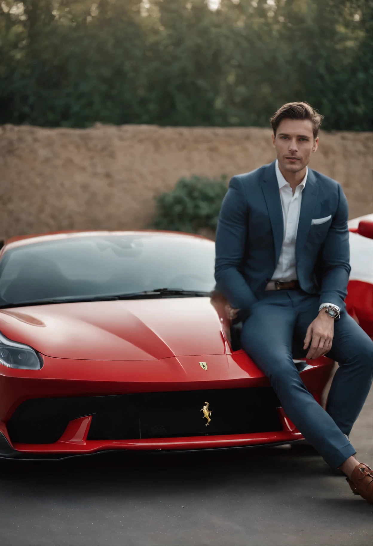 foto de um homem junto a um ferrari