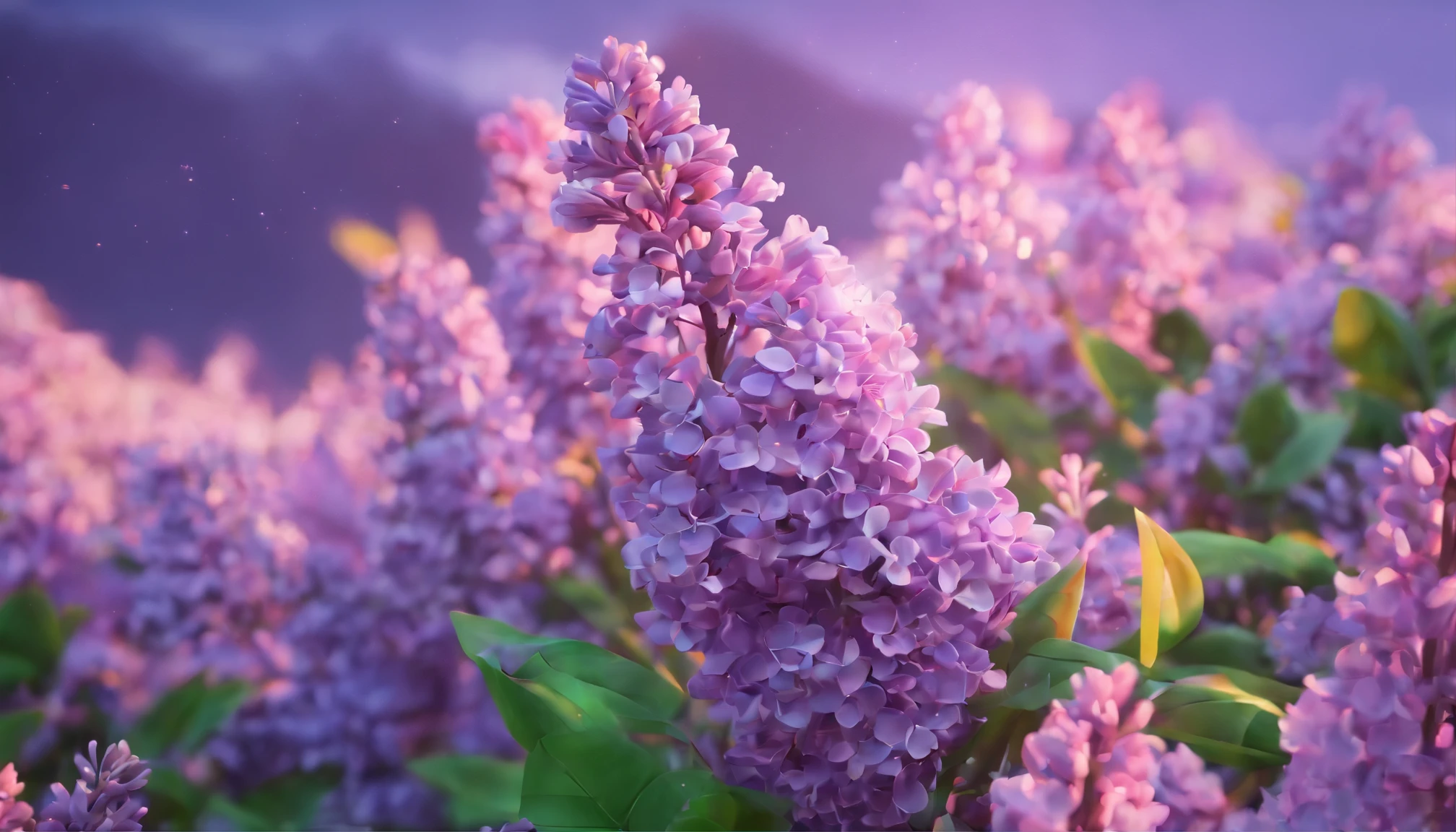 purple lilacs, lavender light, dark colors , wallpaper, sunlight, beautiful, lilac flower, lavender, white, watercolor, drawing, ethereal