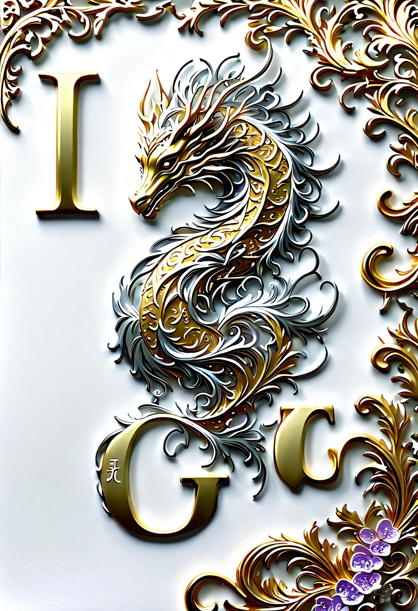 (8k, 16k, Award-winning, best quality, Highest resolution, Super details, high detail, anatomically correct, masterpiece, stunning beauty), (金属letter: 1.3), 火焰内的魔法letter , letter, Detailed decoration, Snowflake carving, Exquisite writing craftsmanship , 英文letter, rare and precious, intricate details, 魔法letter由一种叫做山铜的金属制成, no gems, (英文letter"like": 1.5), Impeccable, platinum, white, gold and silver, Trapped in a world of fire.