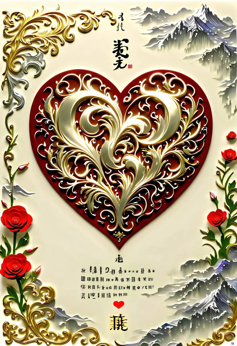 (8k, 16k, Award-winning, best quality, Highest resolution, Super details, high detail, anatomically correct, masterpiece, stunning beauty), (金属letter: 1.3), 火焰内的魔法letter , letter, Detailed decoration, Text engraving, Exquisite writing craftsmanship , 英文letter, rare and precious, intricate details, 魔法letter由一种叫做山铜的金属制成, no gems, (text"I love you": 1.3), Impeccable, platinum, white, gold and silver, Trapped in a world of fire.
