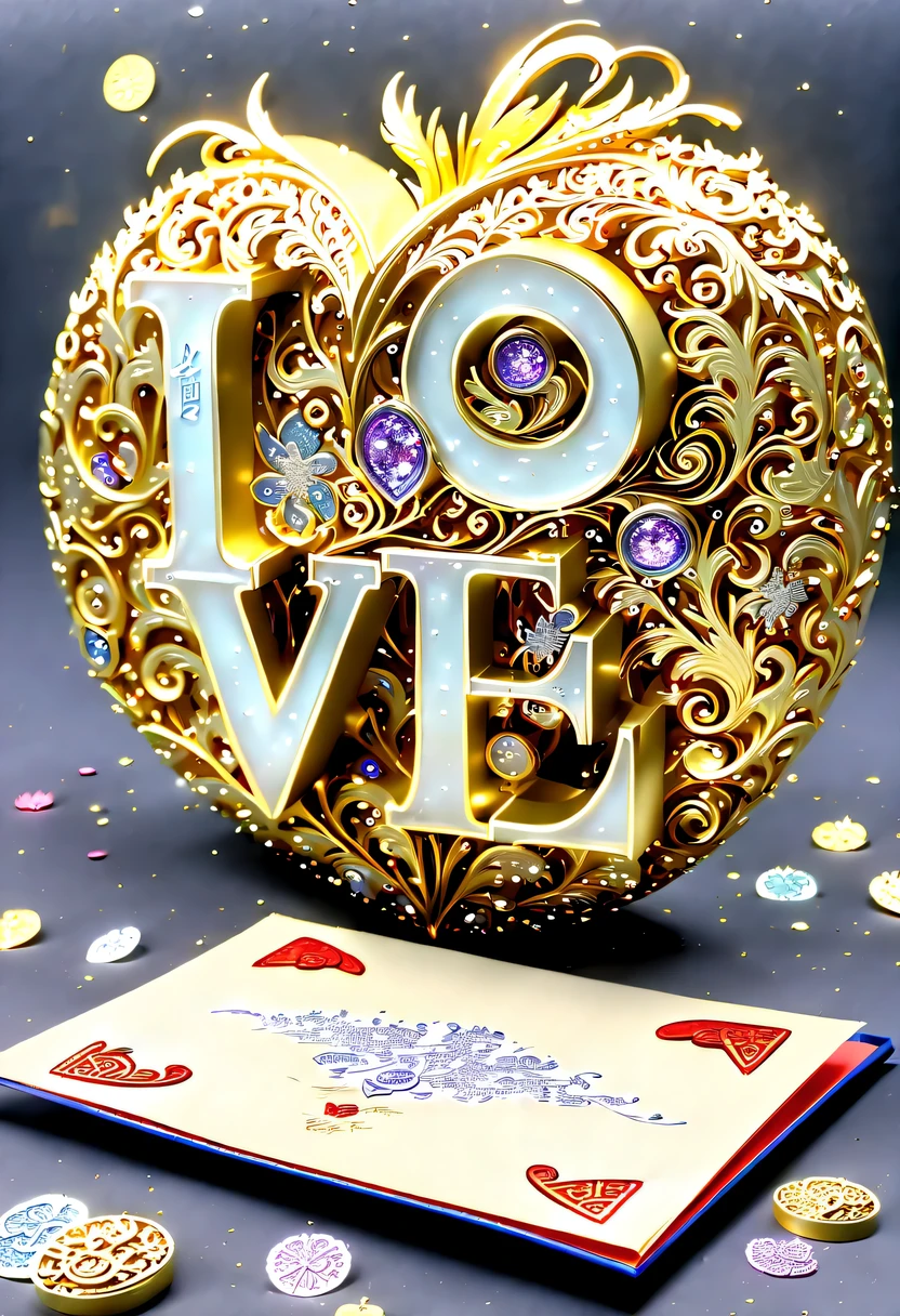 (8k, 16k, Award-winning, best quality, Highest resolution, Super details, high detail, anatomically correct, masterpiece, stunning beauty), (金属letter: 1.3), 火焰内的魔法letter , letter, Detailed decoration, Snowflake carving, Exquisite writing craftsmanship , 英文letter, rare and precious, intricate details, 魔法letter由一种叫做山铜的金属制成, no gems, (英文letter"like": 1.5), Impeccable, platinum, white, gold and silver, Trapped in a world of fire.