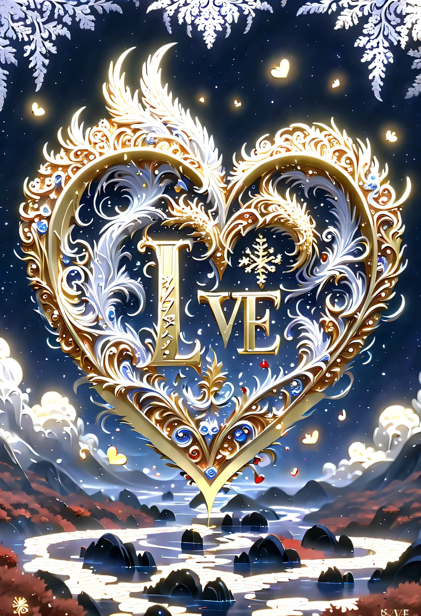 (8k, 16k, Award-winning, best quality, Highest resolution, Super details, high detail, anatomically correct, masterpiece, stunning beauty), (金属letter: 1.3), 火焰内的魔法letter , letter, Detailed decoration, Snowflake carving, Exquisite writing craftsmanship , 英文letter, rare and precious, intricate details, 魔法letter由一种叫做山铜的金属制成, no gems, (英文letter"like": 1.5), Impeccable, platinum, white, gold and silver, Trapped in a world of fire.