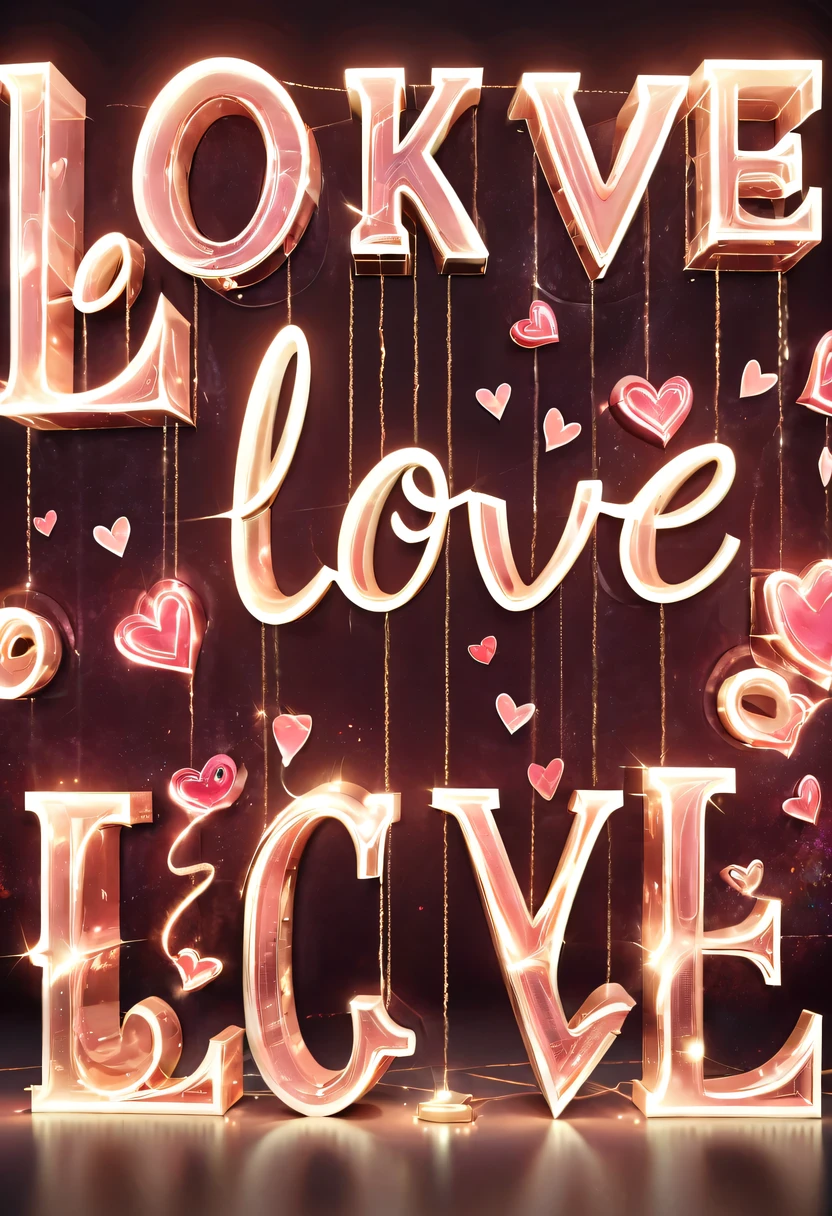 Art Deco Design，Three-dimensional English letter sculpture，abstract，modern style，Luxury and Luxury