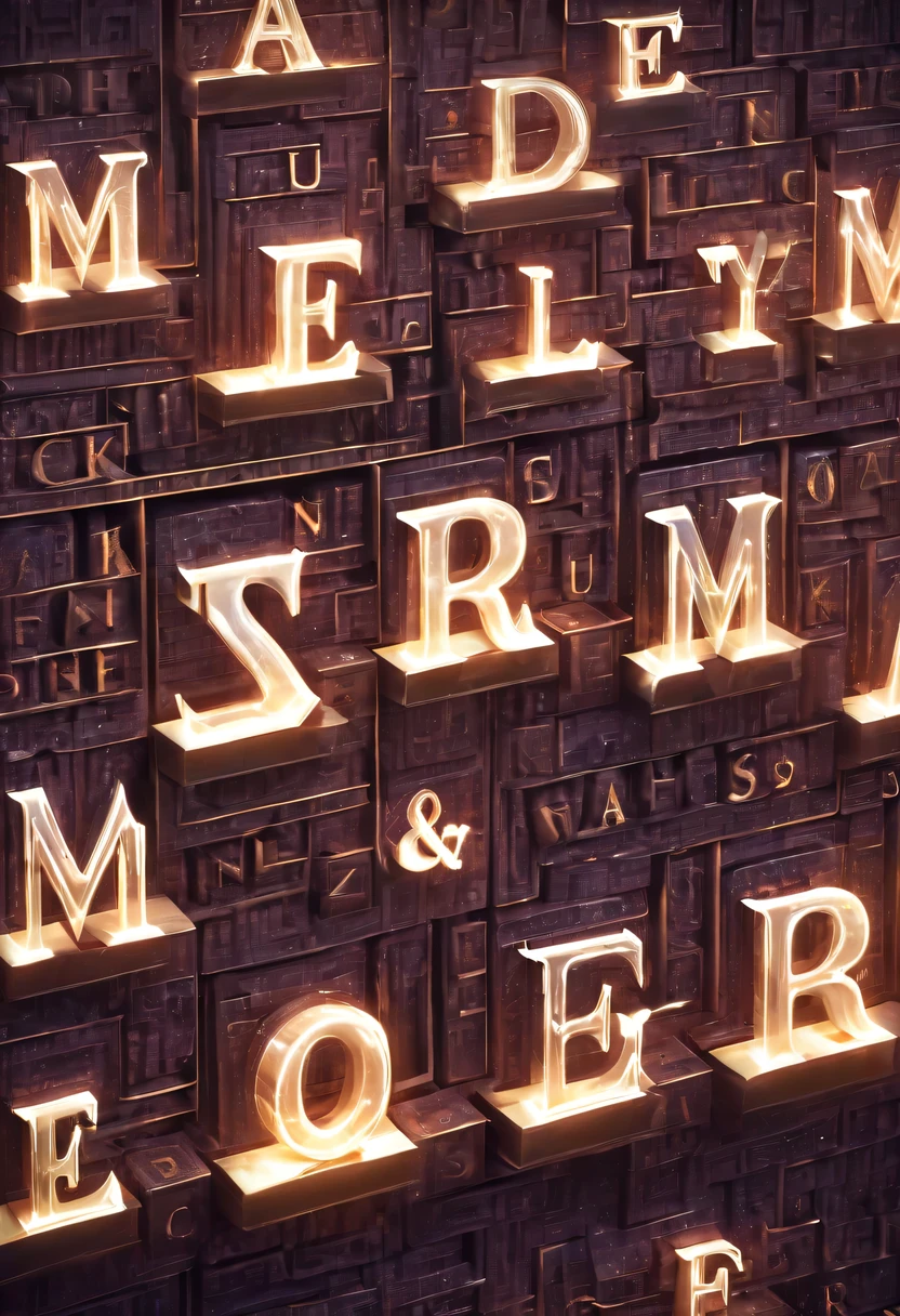 Art Deco Design，Three-dimensional English letter sculpture，abstract，modern style，Luxury and Luxury