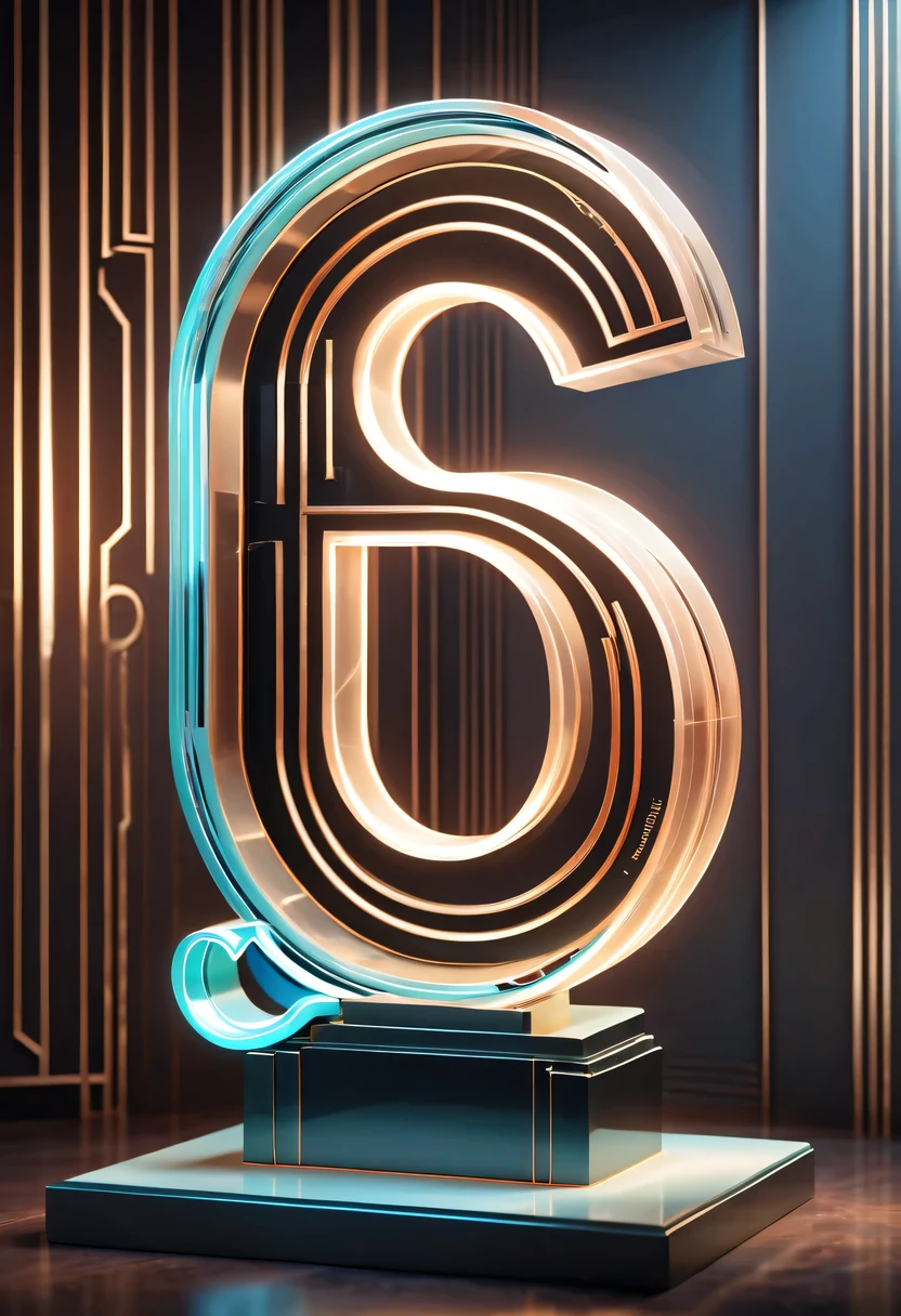 Art Deco Design,Three-dimensional English letter sculpture,streamline moderne,abstract,futuristic,Light luxury