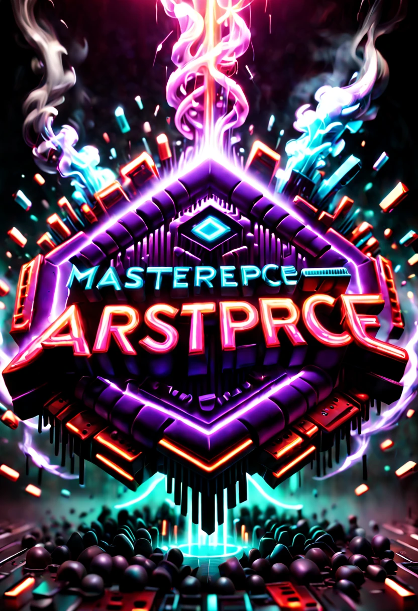 text logo, masterpiece, best quality, highly detailed, intricate, elegant font design, decorative typography, cursive calligraphy, flowing script, ornate lettering, glowing neon, vibrant colors, cinematic lighting, volumetric lighting, lighting effects, smoke, bokeh, depth of field, abstract shapes, geometric background, sci-fi, futuristic, cyberpunk, retro, vaporwave, glitch art, pixel sorting, trending on Artstation, unreal engine, octane render, cinema 4D, absurd resolution, 8k, 4k, DSLR, photography