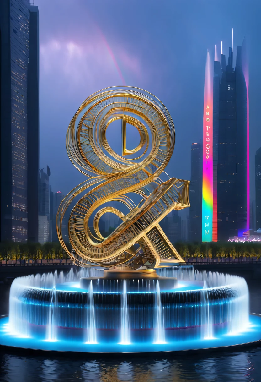 Art Deco Design，Three-dimensional English letter sculpture，abstract，modern style，Luxury and Luxury