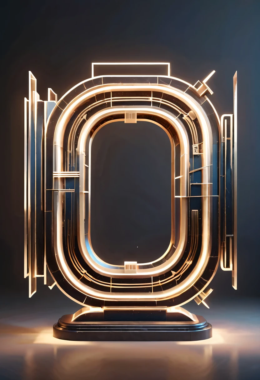 Art Deco Design，Three-dimensional English letter sculpture，streamline moderne，abstract，futuristic，Light luxury